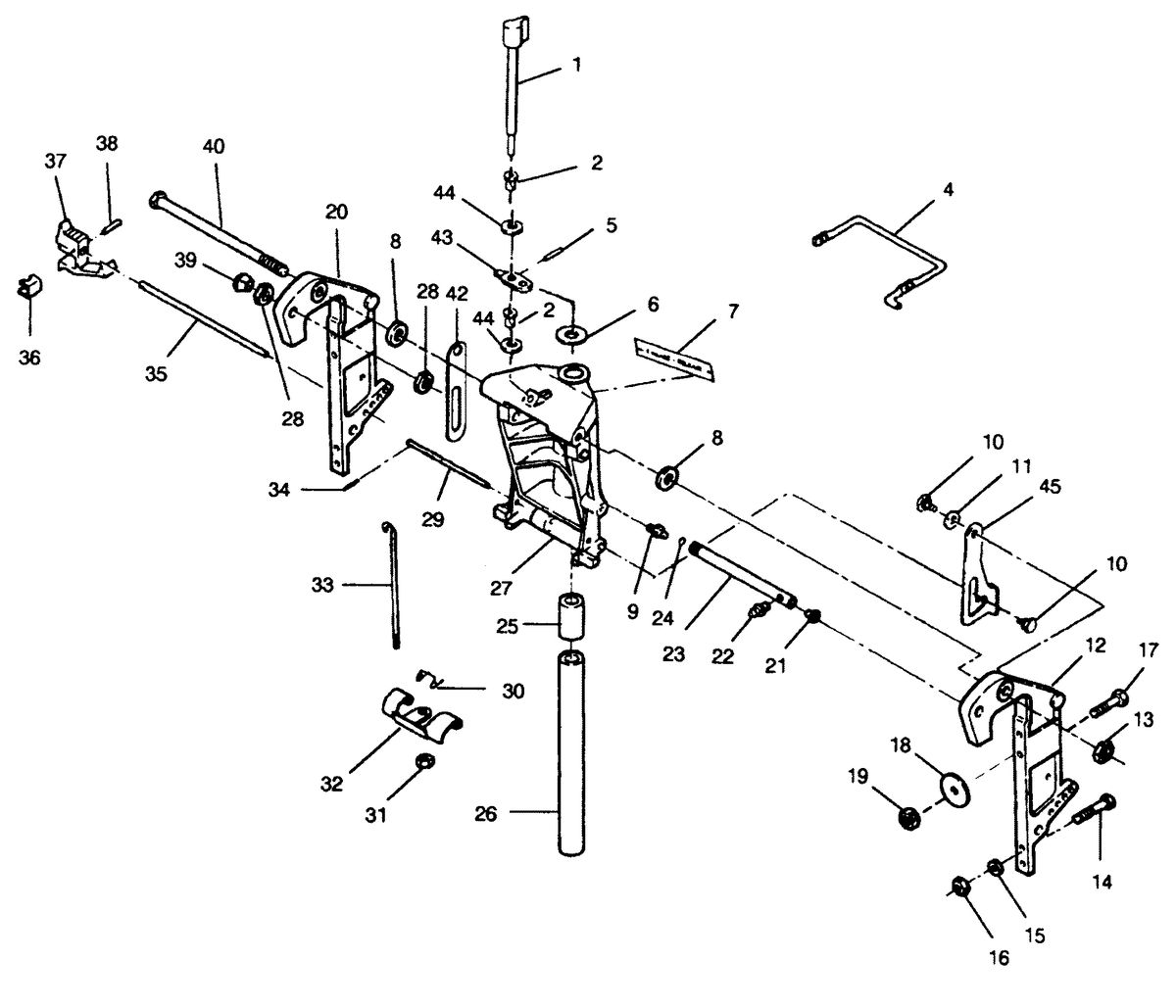 FORCE FORCE 90 HP1991 SWIVEL BRACKET AND STERN BRACKETS MODELS WITHOUT POWER TRIM