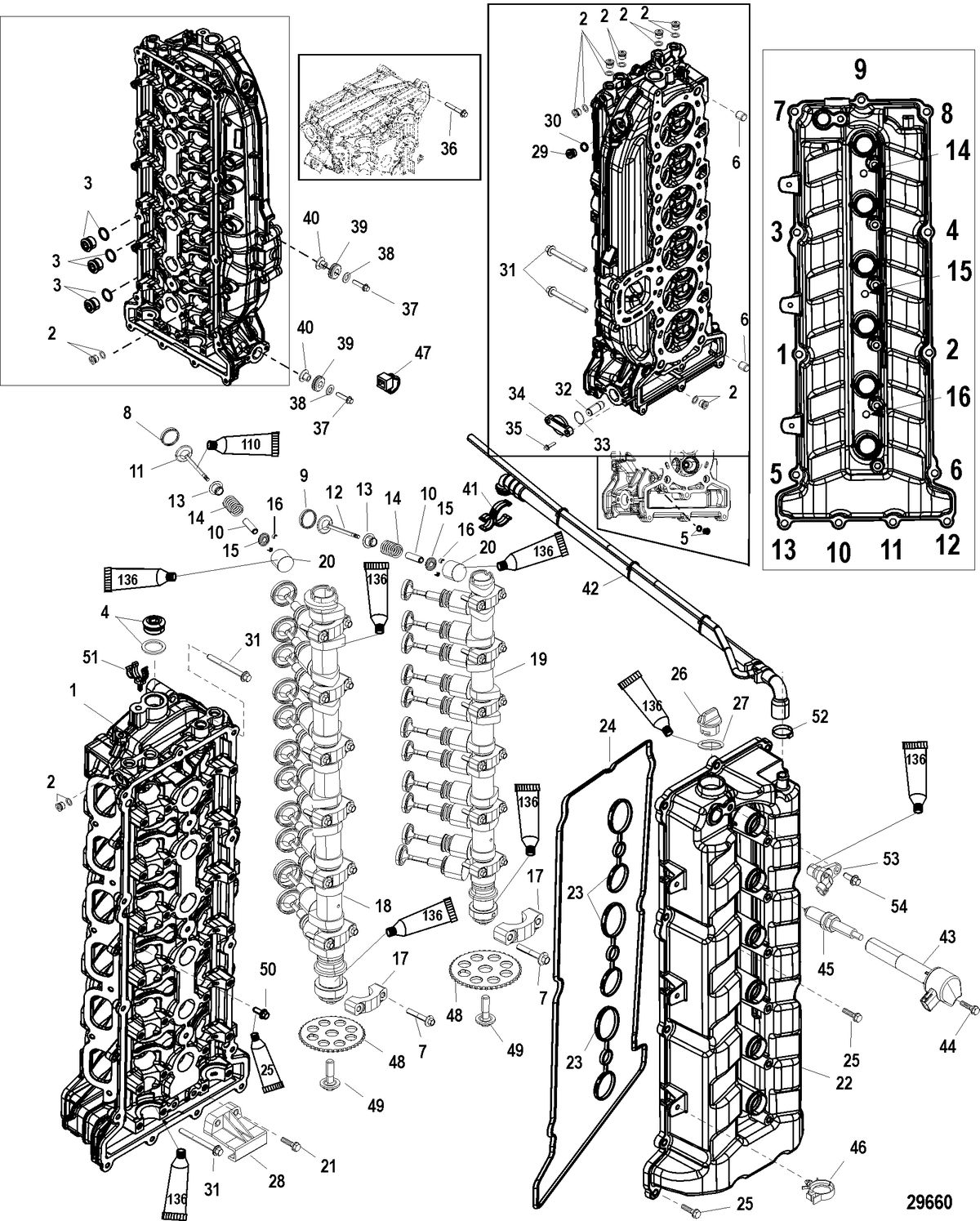 MERCURY/MARINER 200/250/300 PRO 4-STROKE VERADO (6 CYLINDER) Cylinder Head and Camshaft