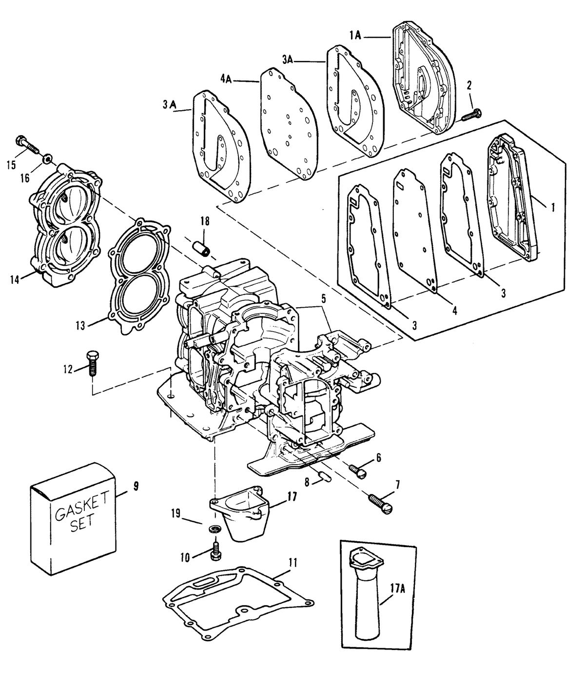 FORCE 9.9/15 H.P. CYLINDER BLOCK (88A/92B & SER. # E000001 THRU E127699)
