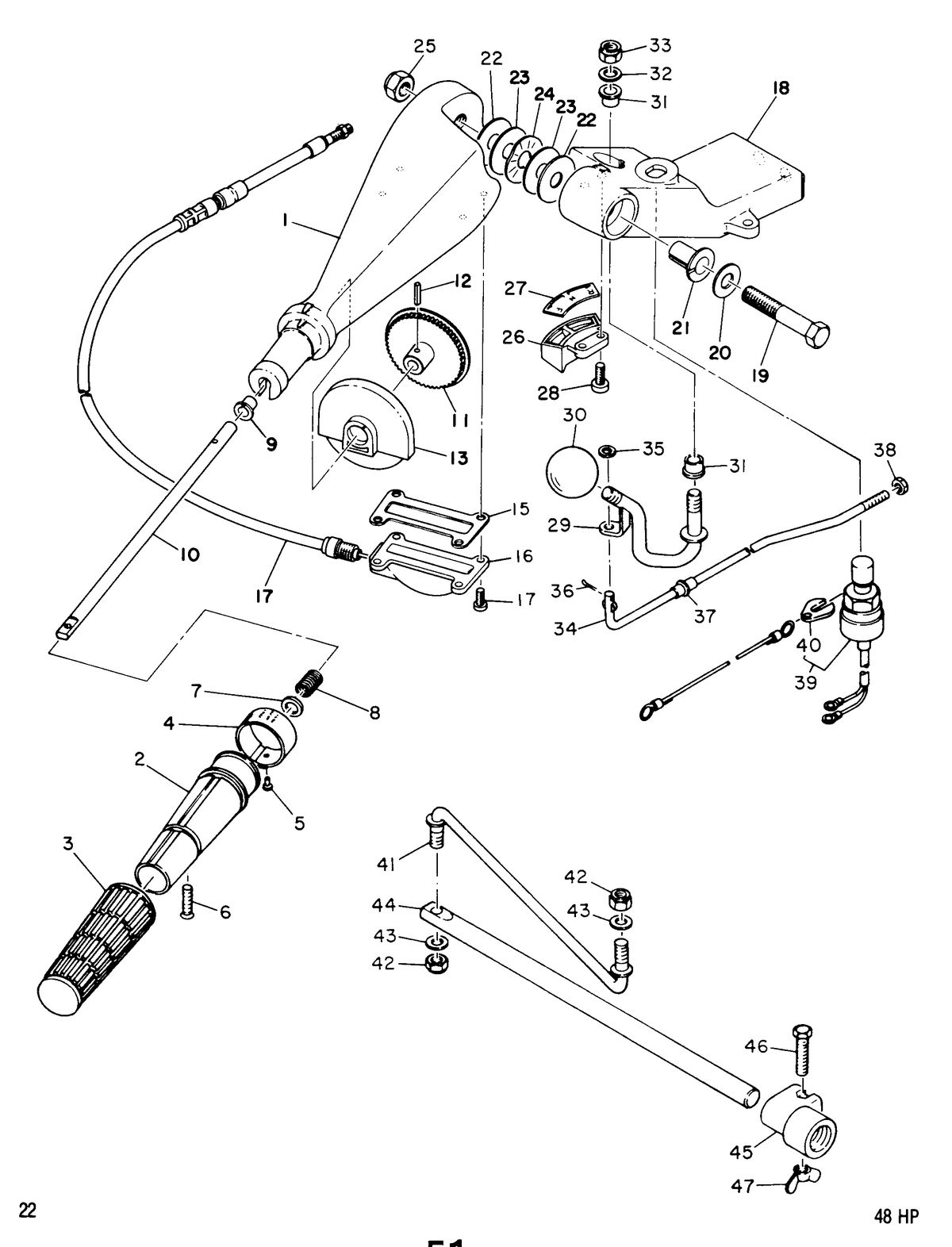 MARINER 48 HORSEPOWER STEERING HANDLE