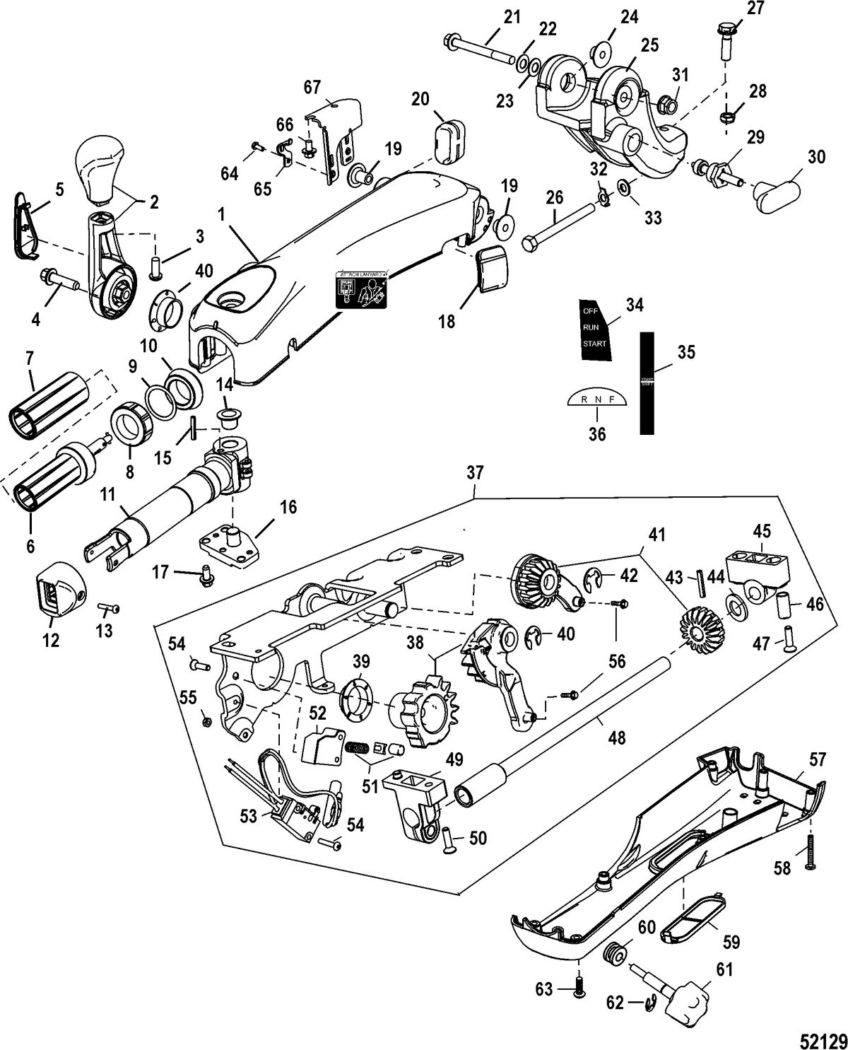 ACCESSORIES STEERING SYSTEMS AND COMPONENTS Tiller Handle Kit(Big Tiller-Manual, Mechanical) Design II