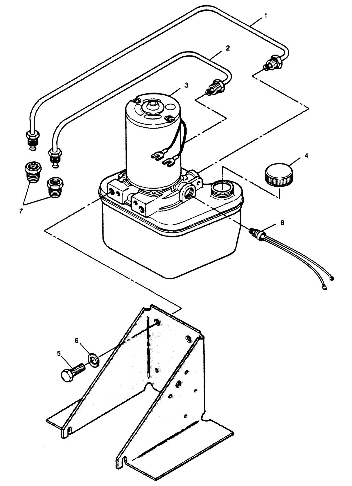 FORCE FORCE 1989 85 H.P. "B" MODEL L-DRIVE TRIM PUMP AND LINES
