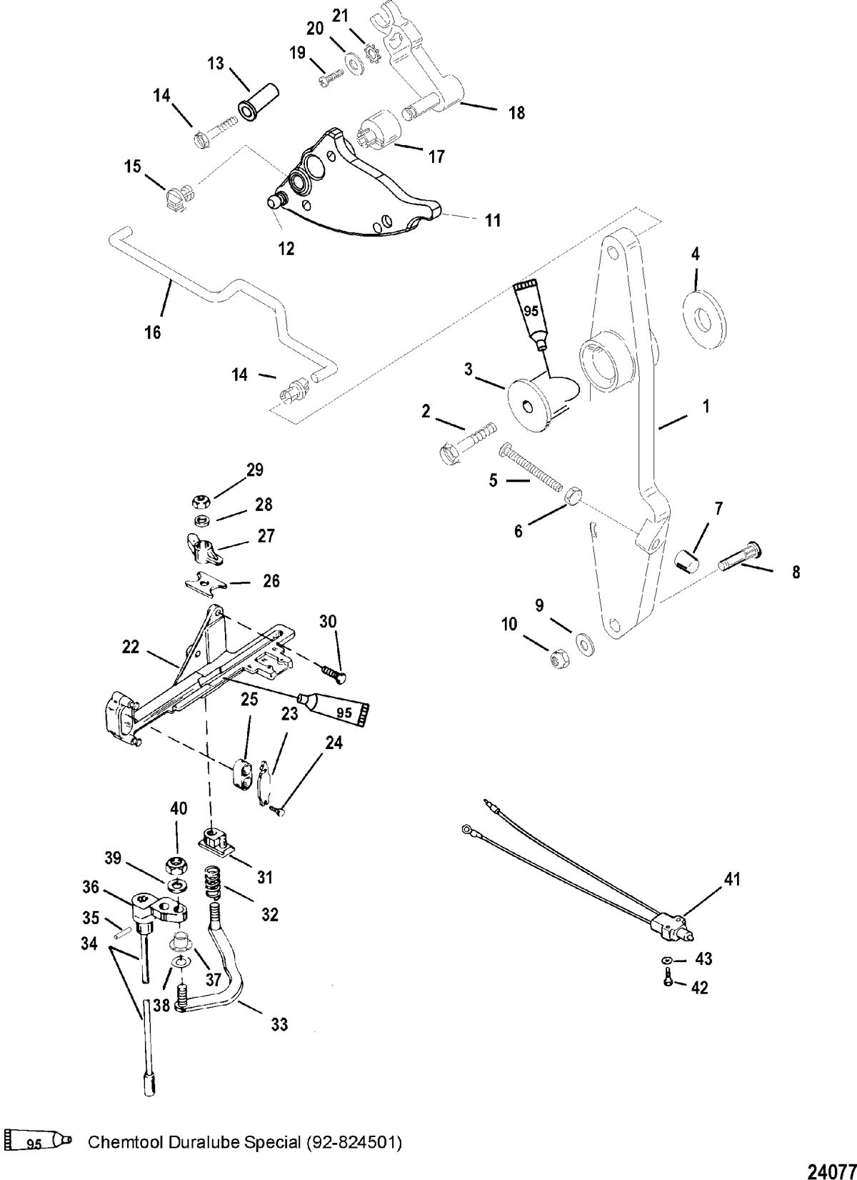 MERCURY/MARINER 150/175/200 EFI (2.5L) THROTTLE LEVER AND SHIFT SHAFT