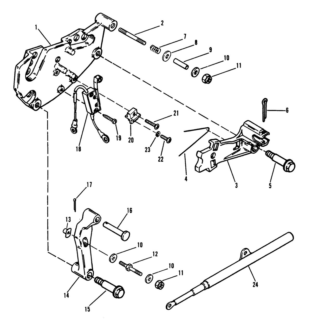MERCRUISER 454 MAGNUM ALPHA ONE ENGINE SHIFT BRACKET(NEW DESIGN WITH SPRING GUIDE)