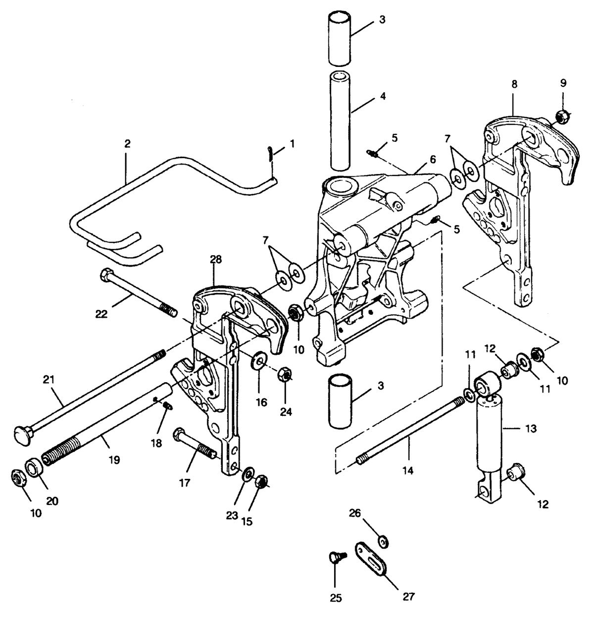 FORCE FORCE 90 HP1991 SWIVEL BRACKET AND STERN BRACKETS POWER TRIM MODELS