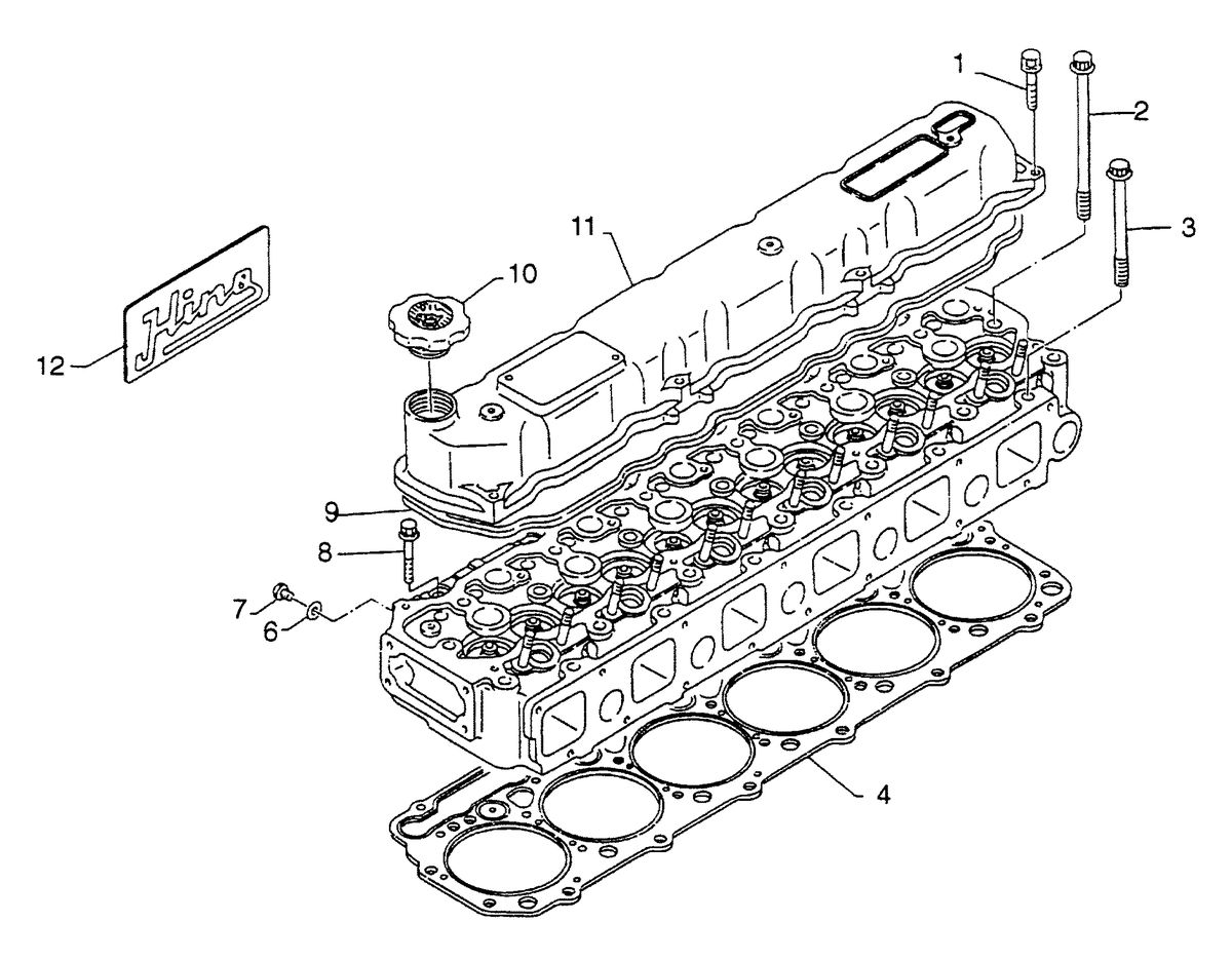 MERCRUISER HINO DIESEL 310 H.P. W06DTA-EAEB HEAD COMPONENTS - CYLINDER