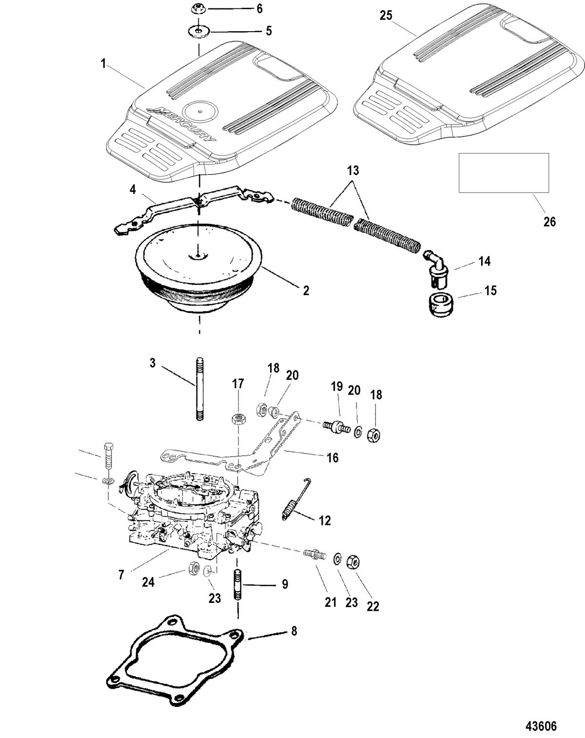 MERCRUISER 4.3L ALPHA 4V Carburetor And Throttle Linkage(Four Barrel)