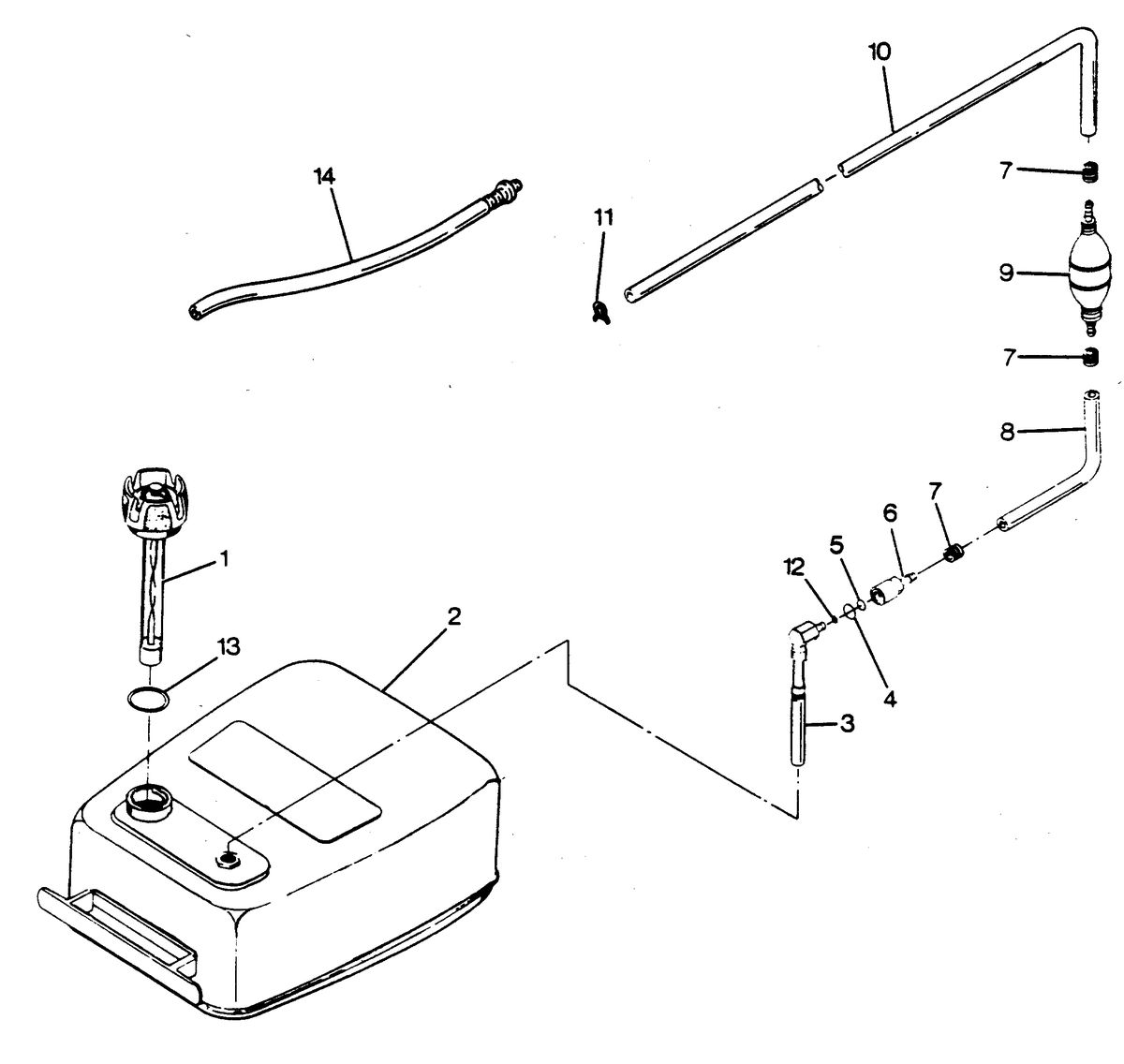 FORCE FORCE 1988 85 H.P. "B" MODELS FUEL TANK AND LINE