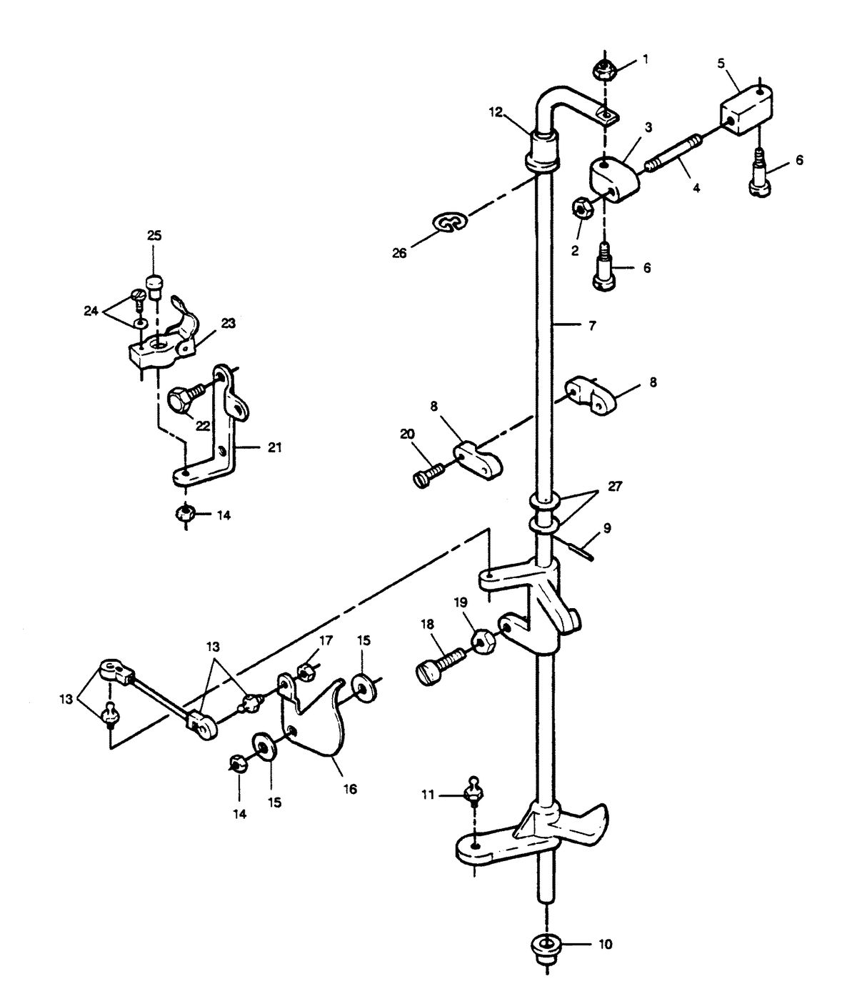 FORCE FORCE 1989 125 H.P. "B" MODELS-L-DRIVE TOWERSHAFT AND THROTTLE LINKAGE
