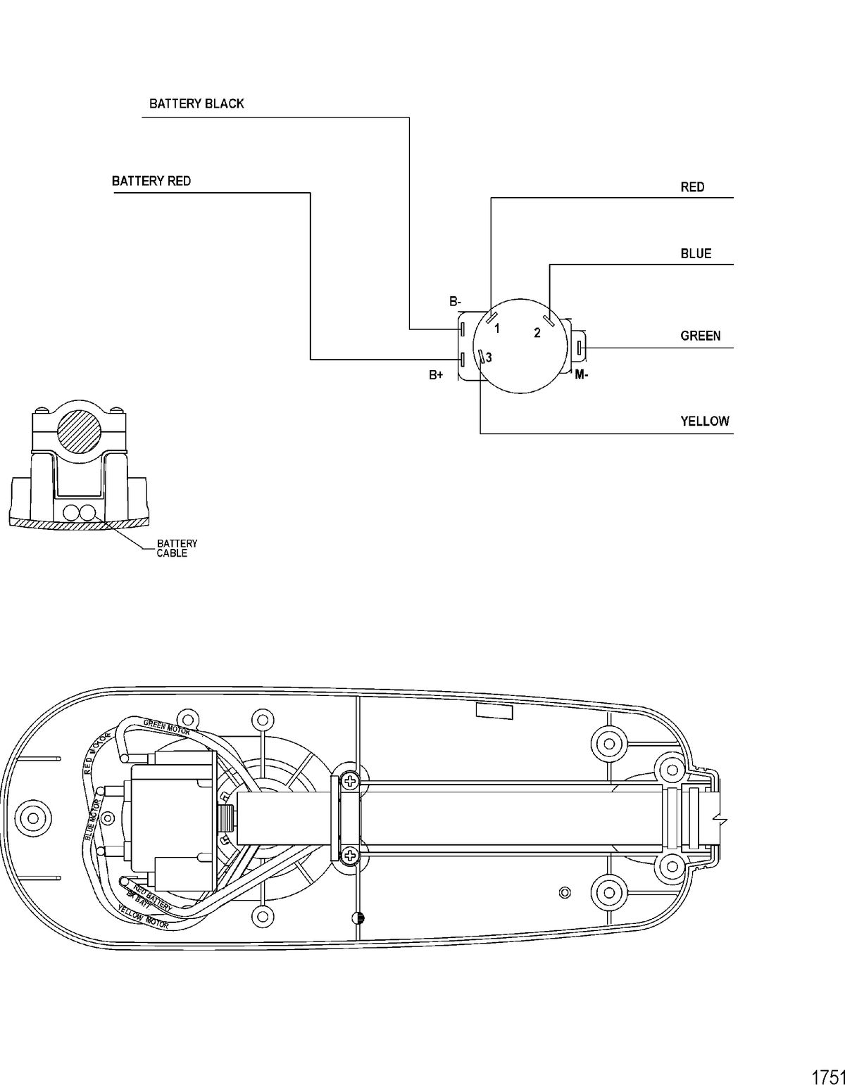 TROLLING MOTOR MOTORGUIDE TT THRUSTER SERIES Wire Diagram(Model TT2500) (12 Volt)