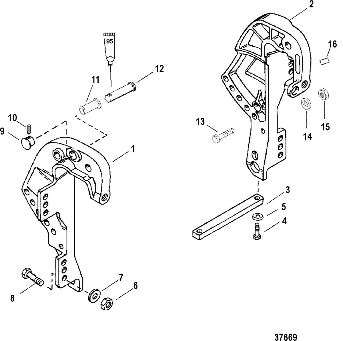 MERCURY/MARINER 40/50 /45 BODENSEE/50 BIGFOOT 4-STROKE CLAMP BRACKET(NON BIGFOOT)