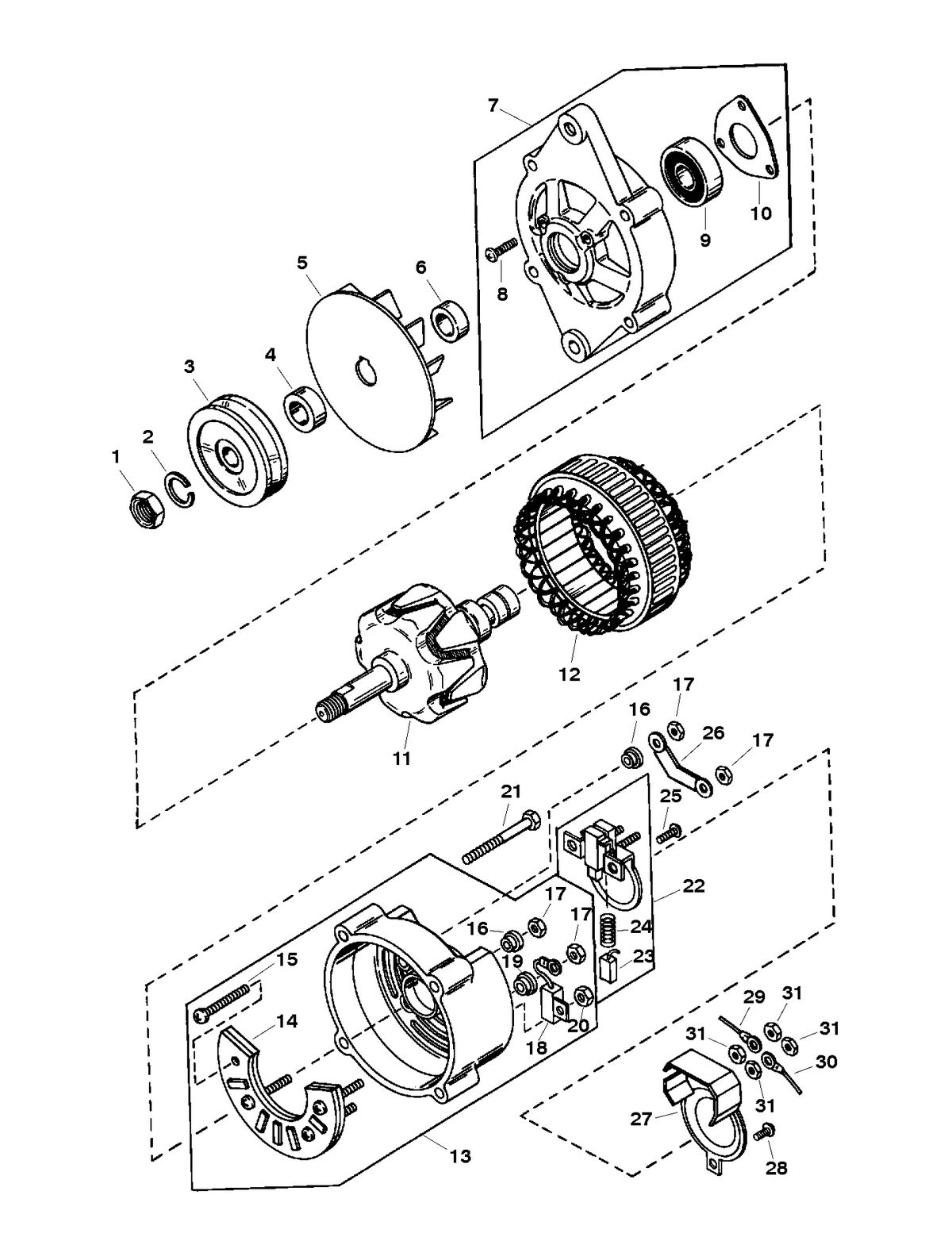 MERCRUISER 500 CARB (502CID) 8.2L ENGINE (GEN VI) ALTERNATOR ASSEMBLY (MANDO # AC-155603)