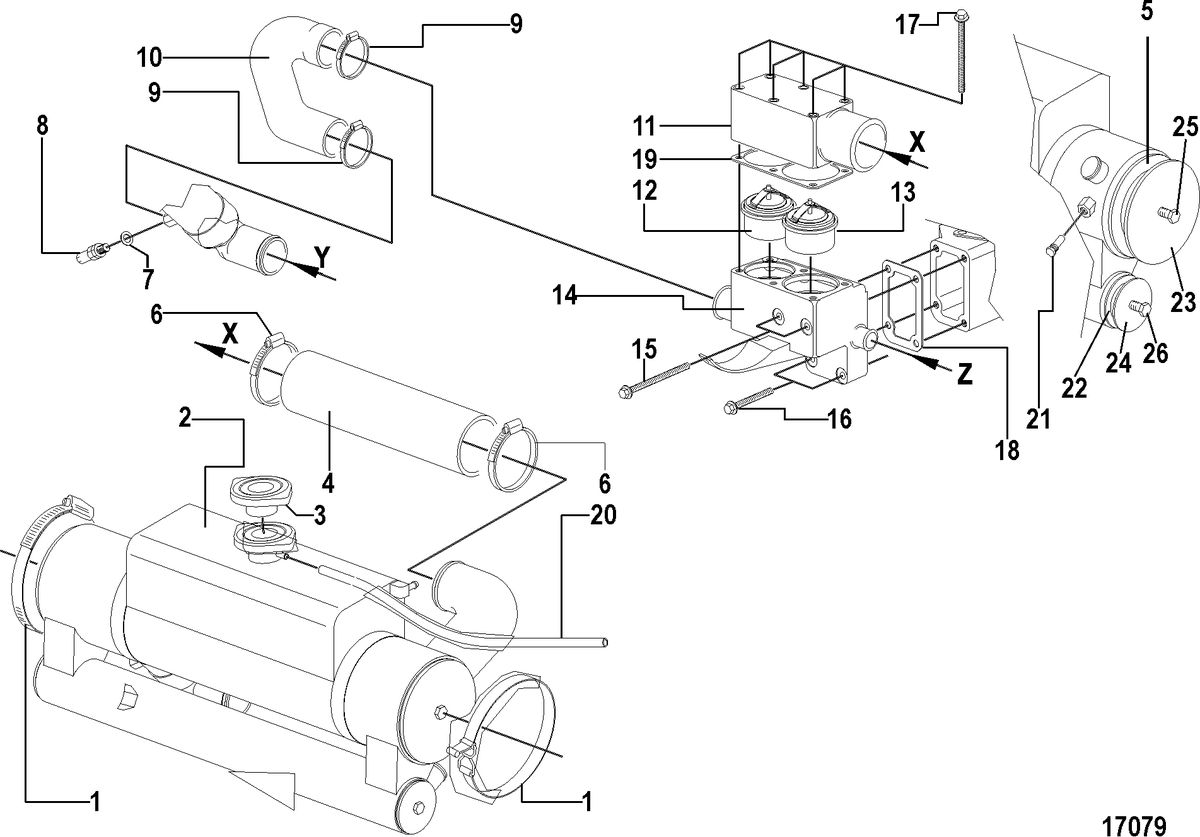 MERCRUISER CUMMINS/MERCRUISER 4.2 UNIFICATION Heat Exchanger and Thermostat Housing