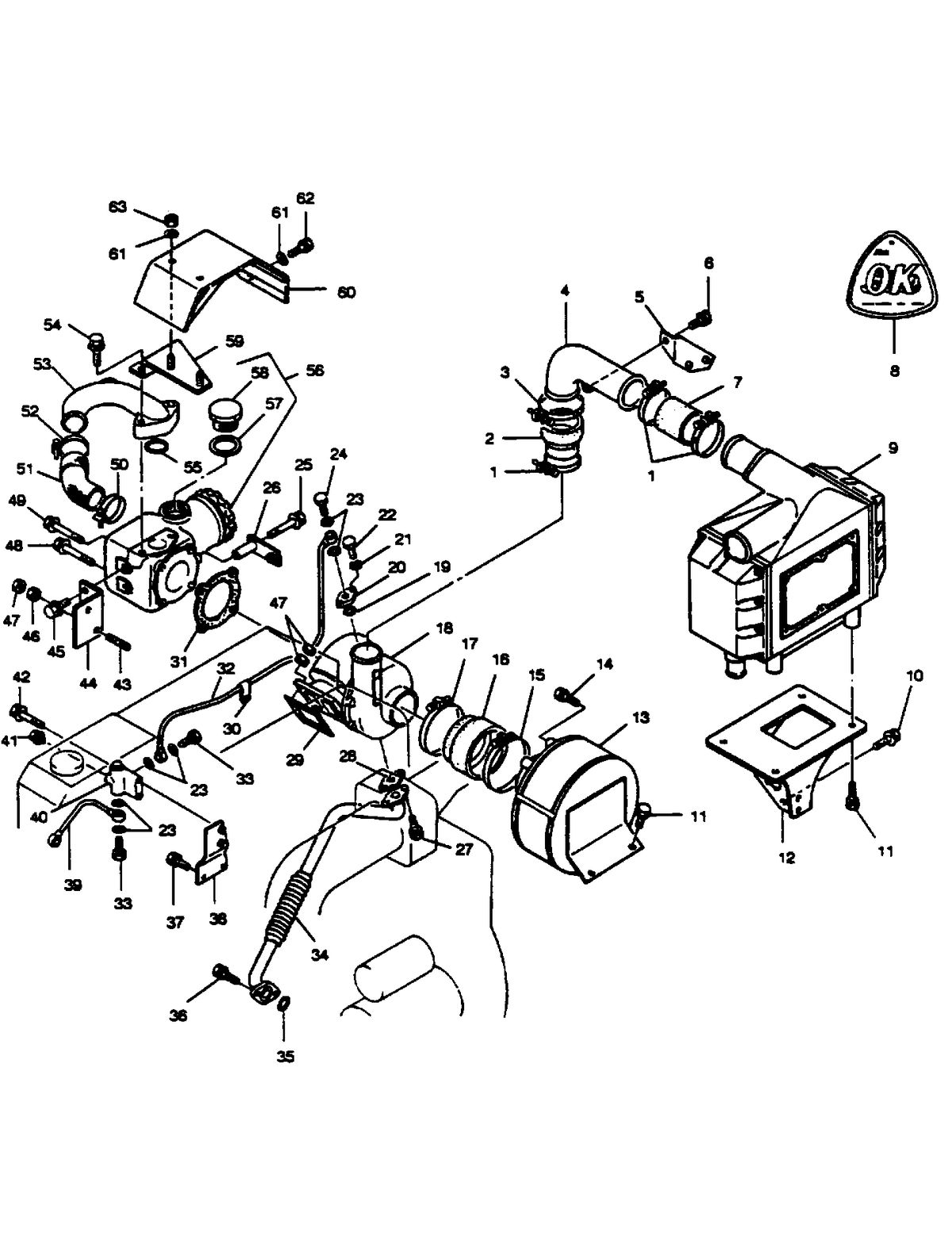 MERCRUISER HINO 175/220 TURBOCHARGER-220 H.P. (DESIGN I) S/N 2188 & BELOW - PAGE 2/2