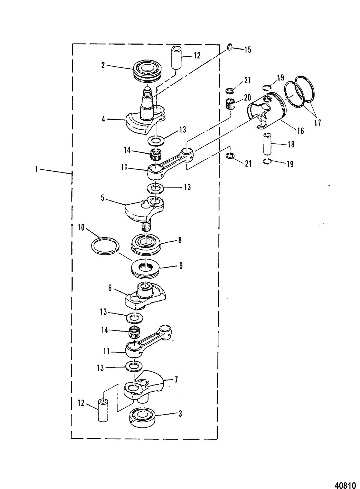MARINER 40 H.P. W/MARATHON CRANKSHAFT AND PISTON