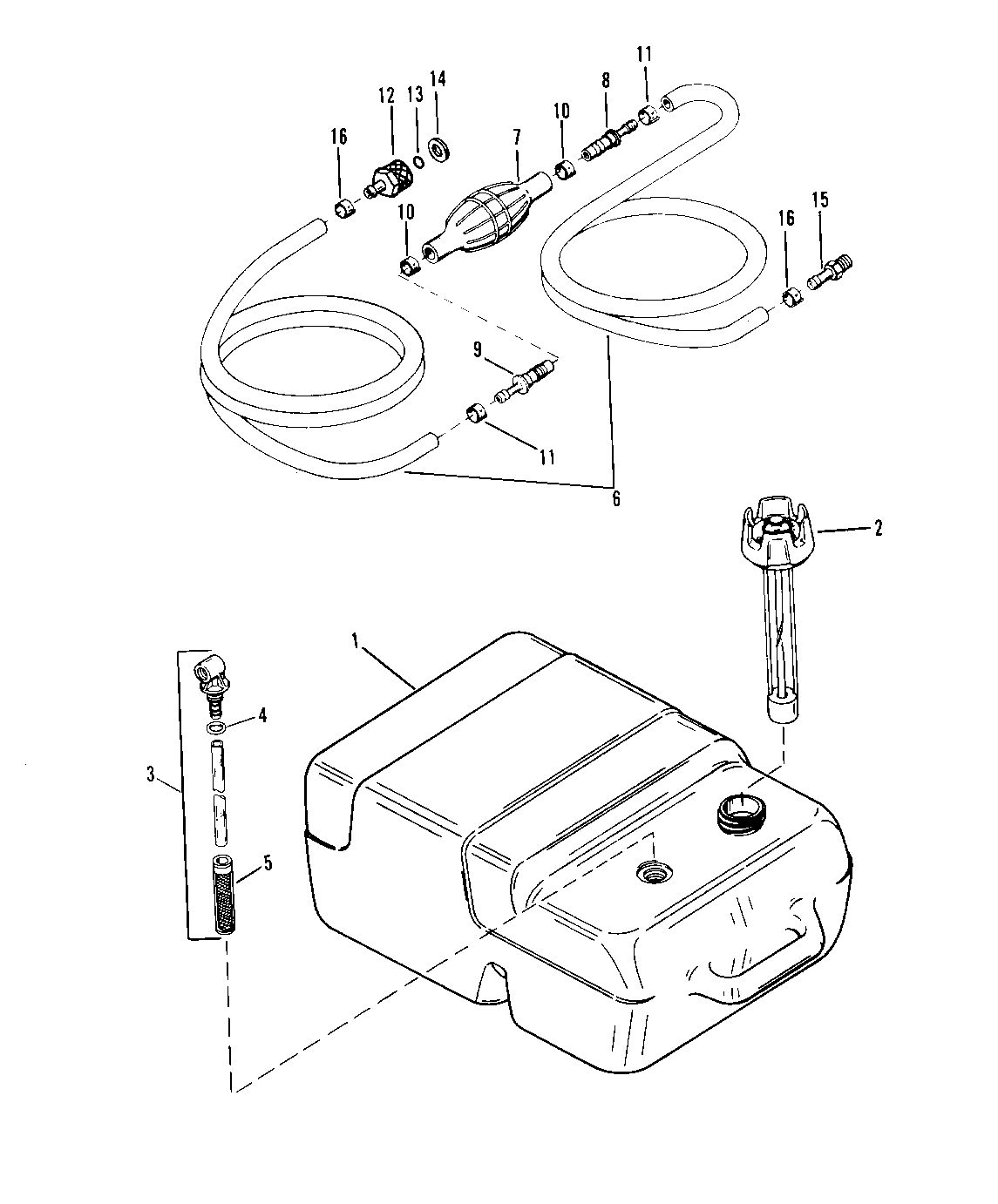 SEARS 9.9 H.P. OUTBOARD MOTOR FUEL TANK AND LINE
