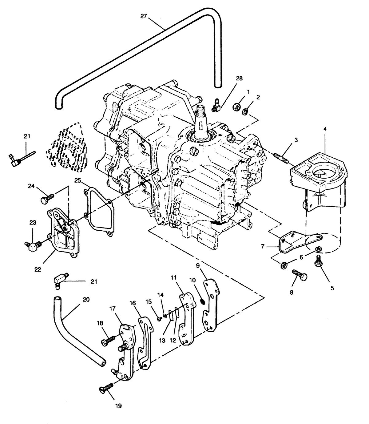 FORCE FORCE 1991 50 H.P. "Z" MODELS RECIRCULATION SYSTEM AND STARTER BRACKETS