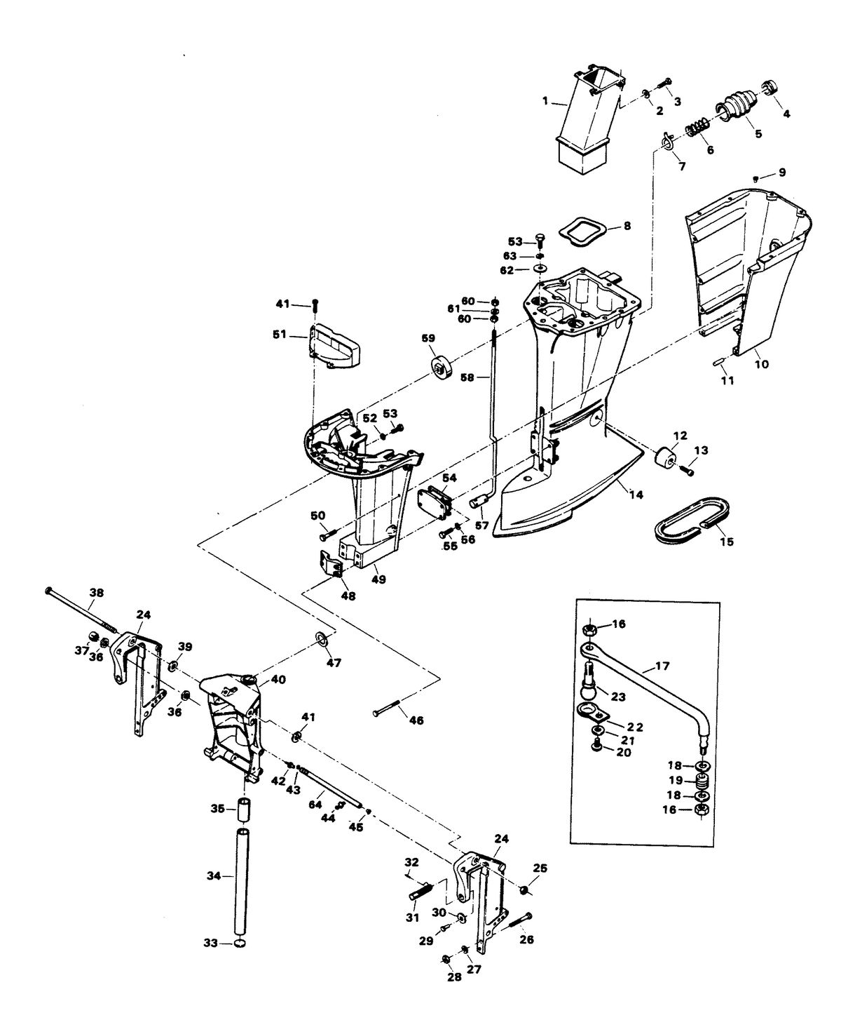 CHRYSLER 75 H.P. MOTOR LEG 758H2E, 758B2E, 758H3F, 758B3F MODELS
