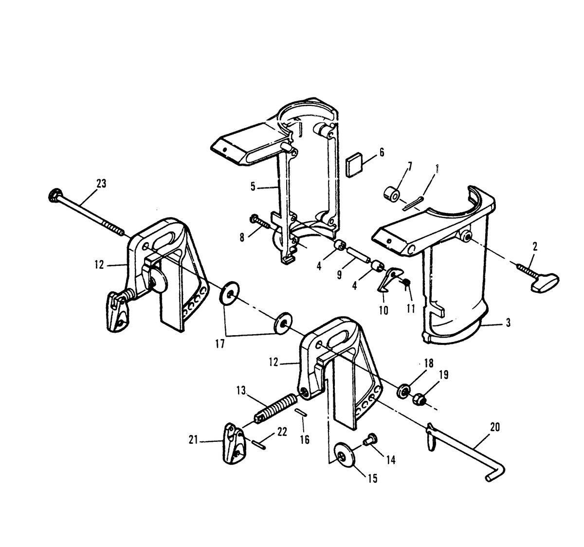 SEARS GAMEFISHER 5 H.P. SWIVEL BRACKET/CLAMP BRACKET