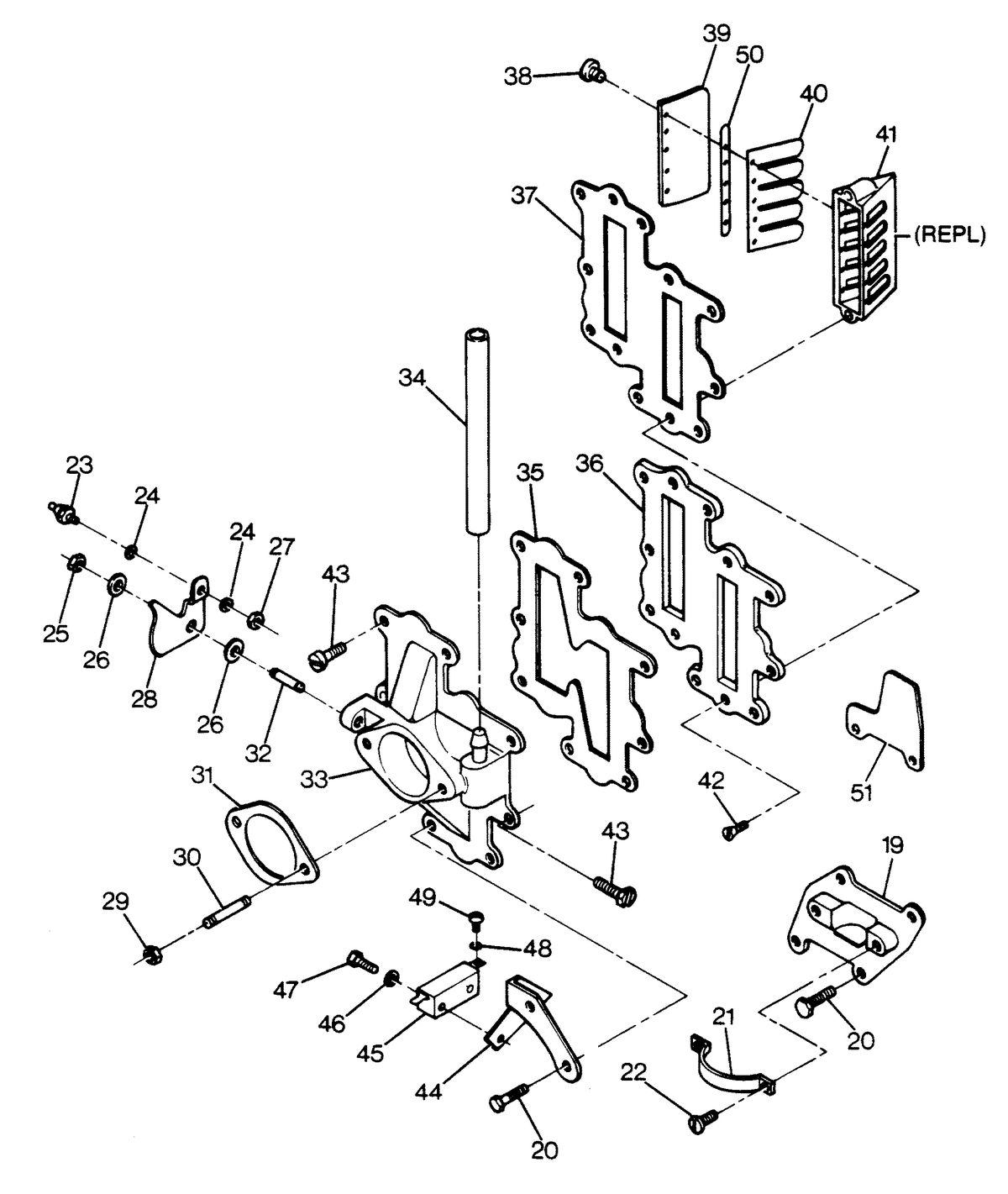 FORCE FORCE 1988 125 HP "C" MODELS ADAPTER AND REED PLATE