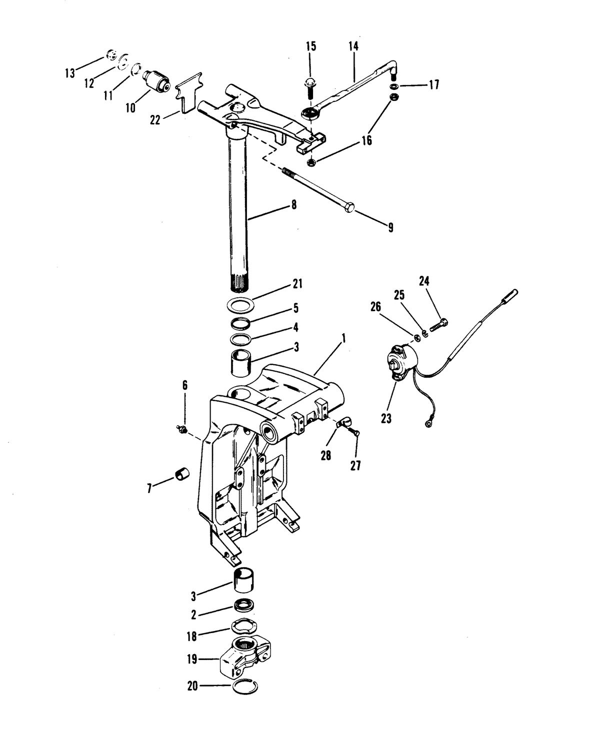 MARINER 175 SKI (EFI) (V-6) SWIVEL BRACKET AND STEERING ARM
