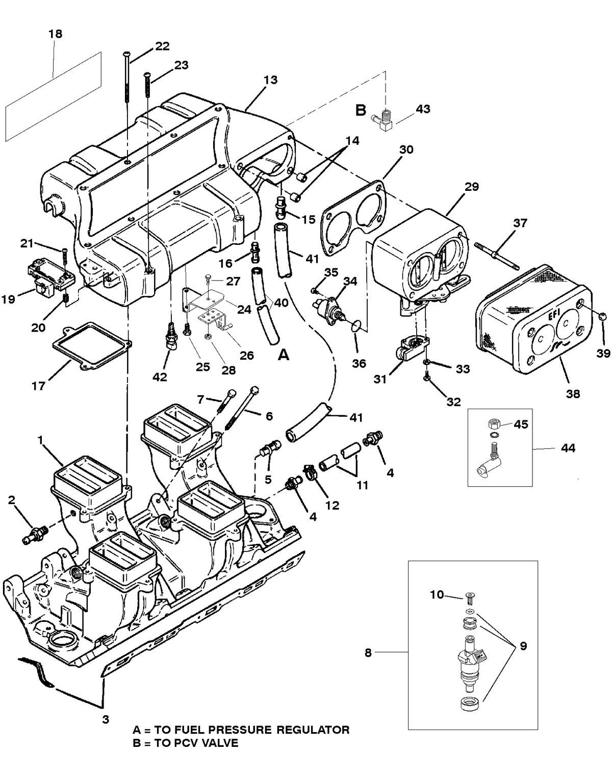 MERCRUISER MIE 454 MAG MPI SKI (GEN VI) INTAKE MANIFOLD AND INTAKE PLENUM
