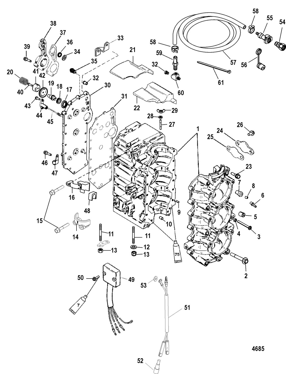 MERCURY/MARINER 75/90 HP 65 JET (3 CYLINDER) Cylinder Block
