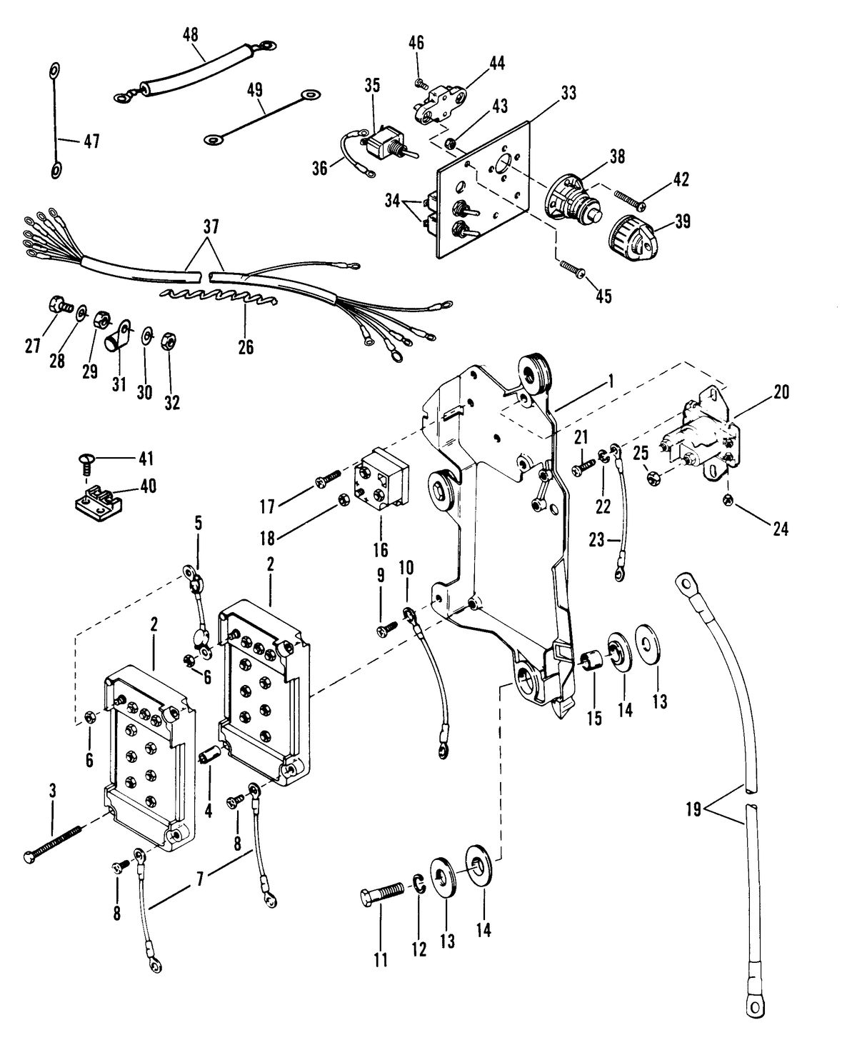 RACE OUTBOARD FORMULA 1 (CARBURETOR) WIRING HARNESS, STARTER SOLENOID AND RECTIFIER