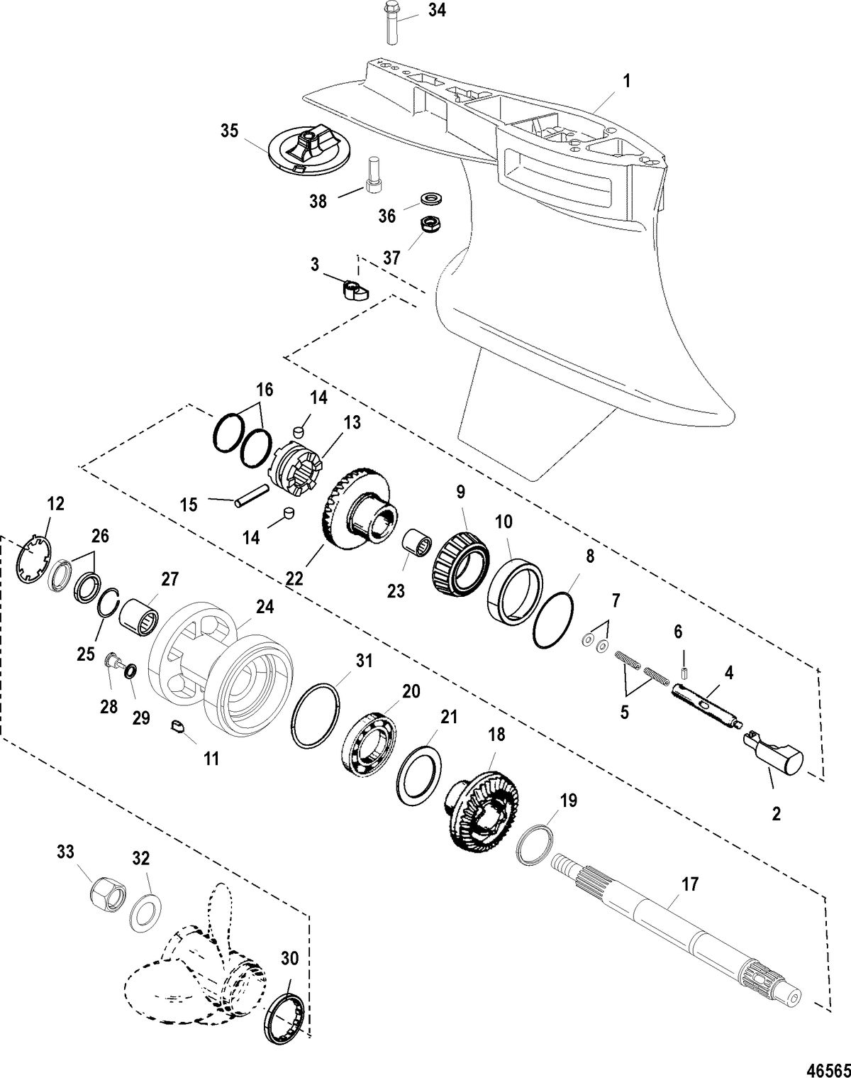 RACE OUTBOARD 200XS DFI (2.5L) ROS Gear Housing, Propeller Shaft-Standard-Sportmaster