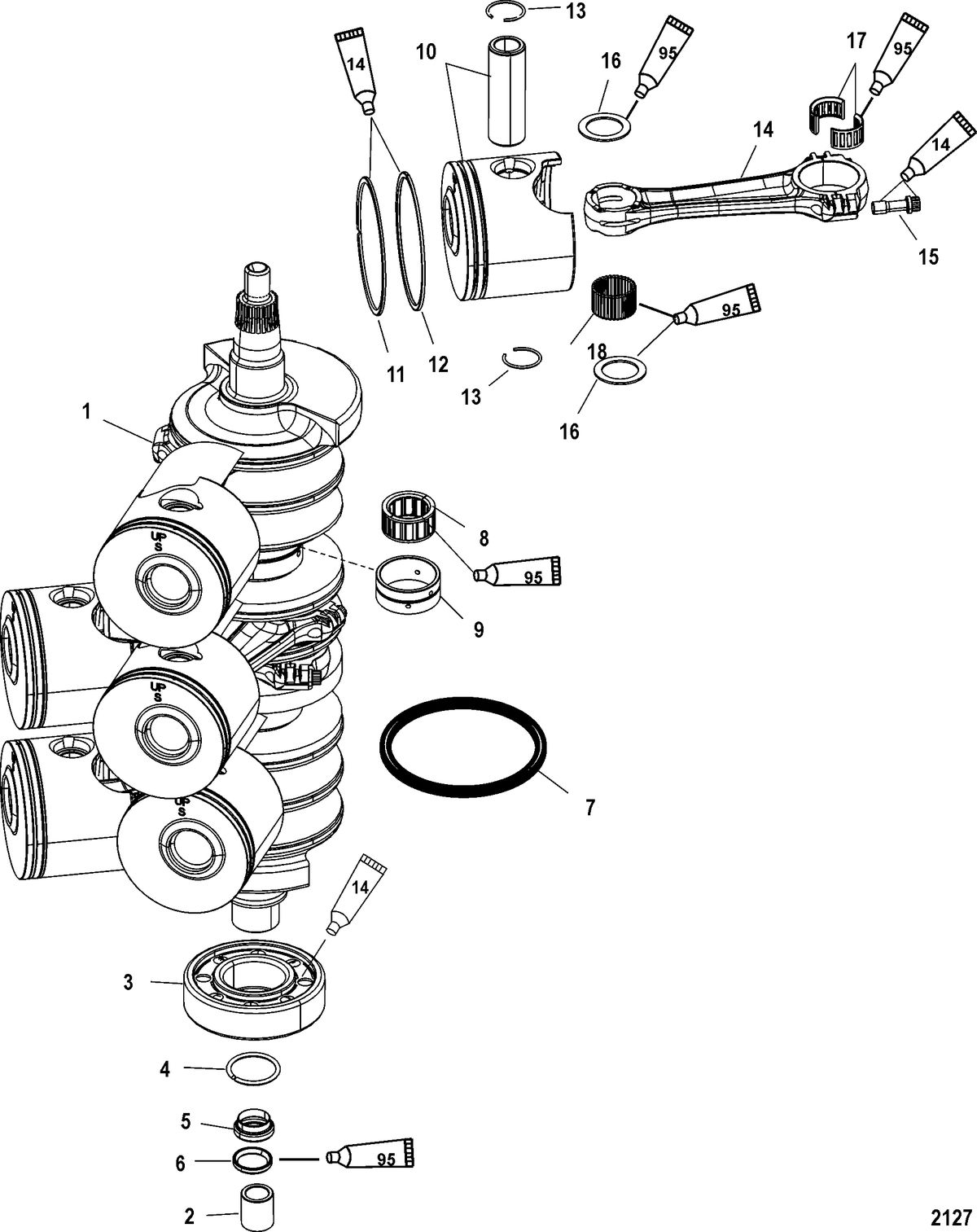 MERCURY/MARINER 135/150/175 DFI (2.5L) Crankshaft, Pistons and Connecting Rods
