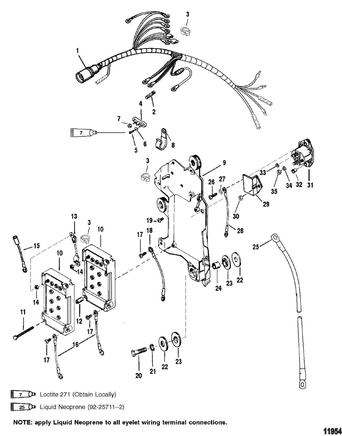 MERCURY/MARINER 135/150/175/200 XR6 MAGNUM III 105-140 JET Wiring Harness/Starter Solenoid