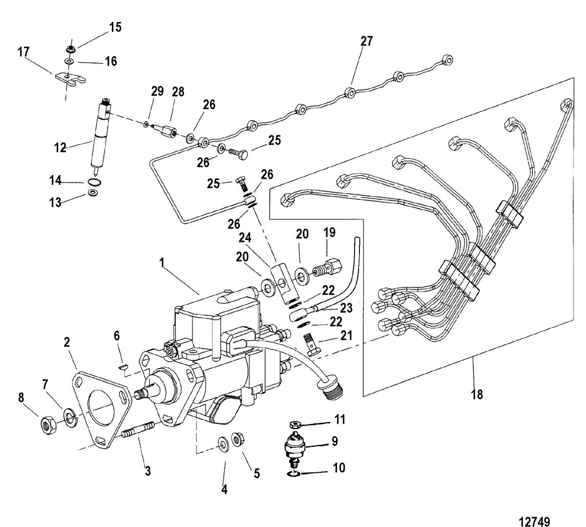 MERCRUISER CUMMINS/MERCRUSER DIESEL4.2L/300 Injection Pump, Nozzle, and Lines