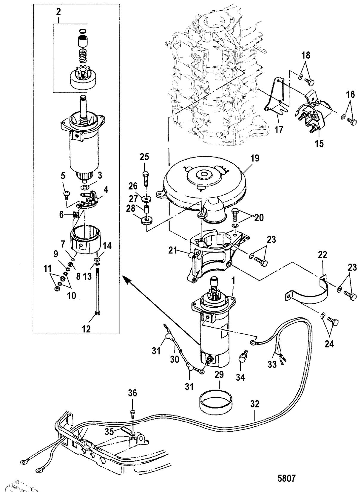 MERCURY/MARINER 40 LIGHTNING/40 LIGHTNING XR40 SEAPRO/MARATHON/50 INTERNATIONAL Starter Motor