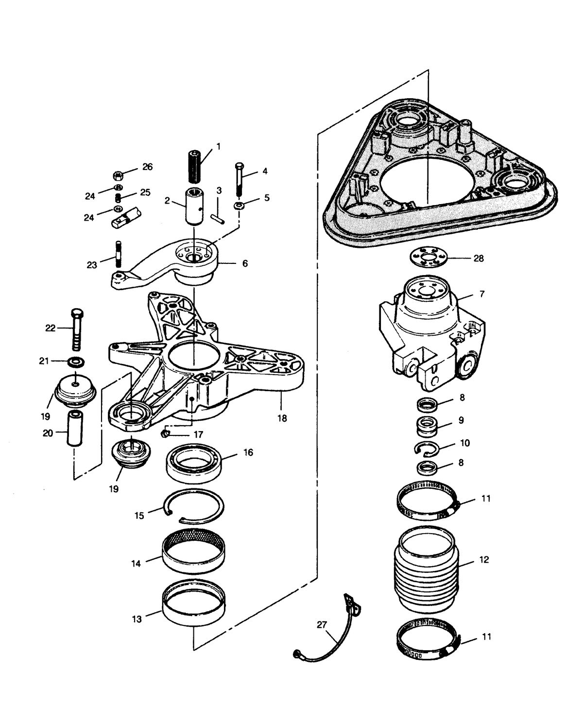 FORCE FORCE 1991 90 H.P. "D" MODEL L-DRIVE MOUNT AND STEERING YOKE