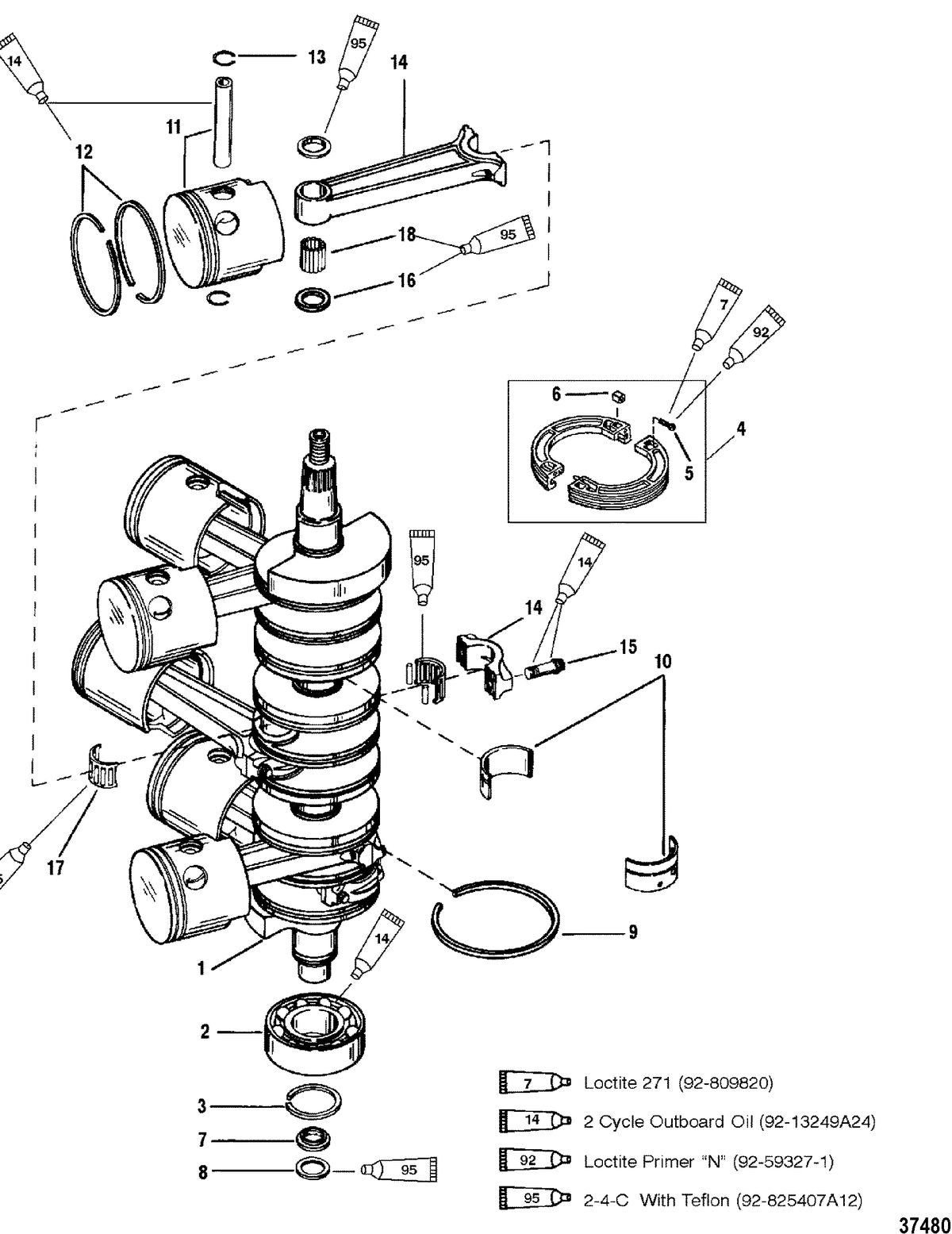 MERCURY/MARINER 150/175/200 (EFI) CRANKSHAFT, PISTONS AND CONNECTING RODS