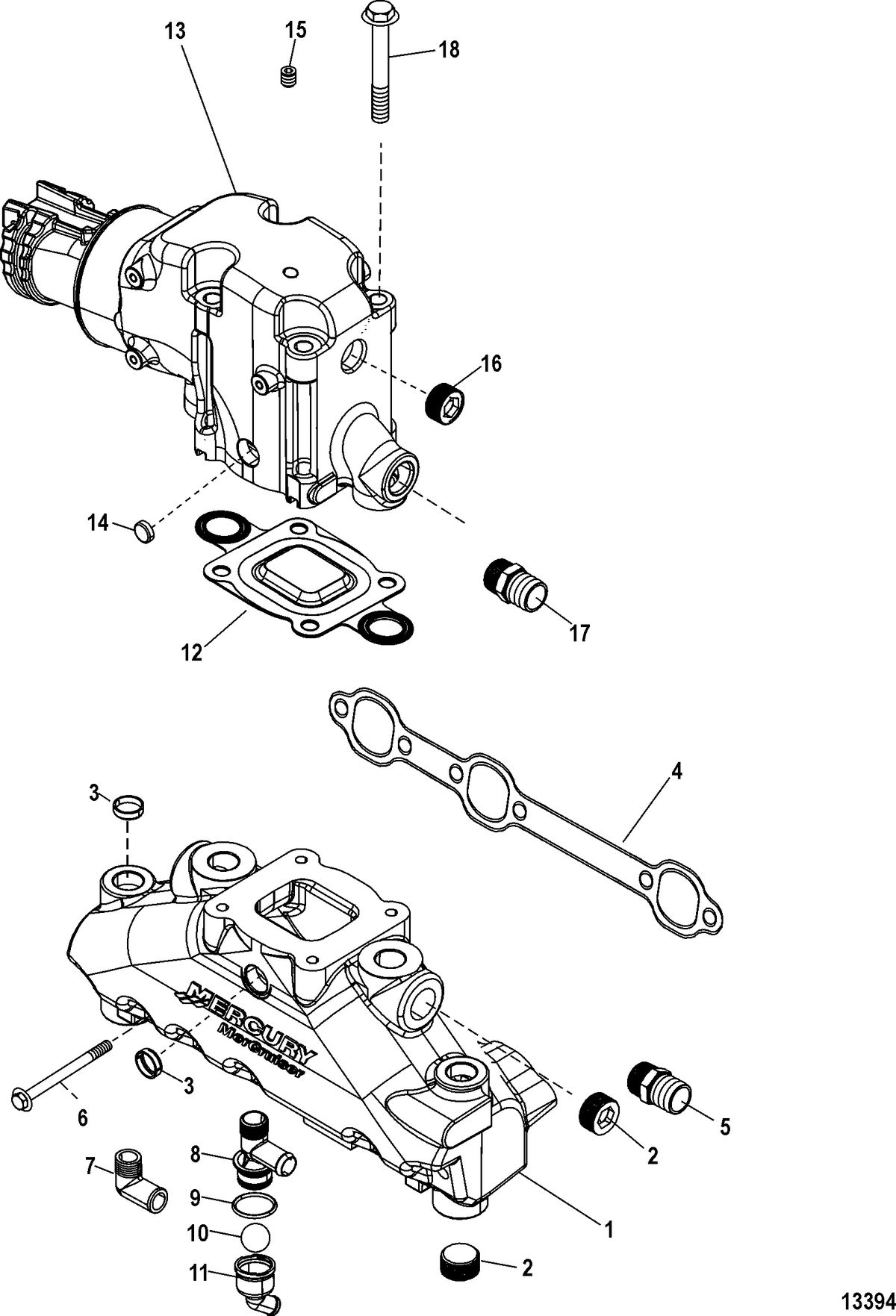 MERCRUISER 4.3L MPI ALPHA/BRAVO Exhaust Manifold and Elbow