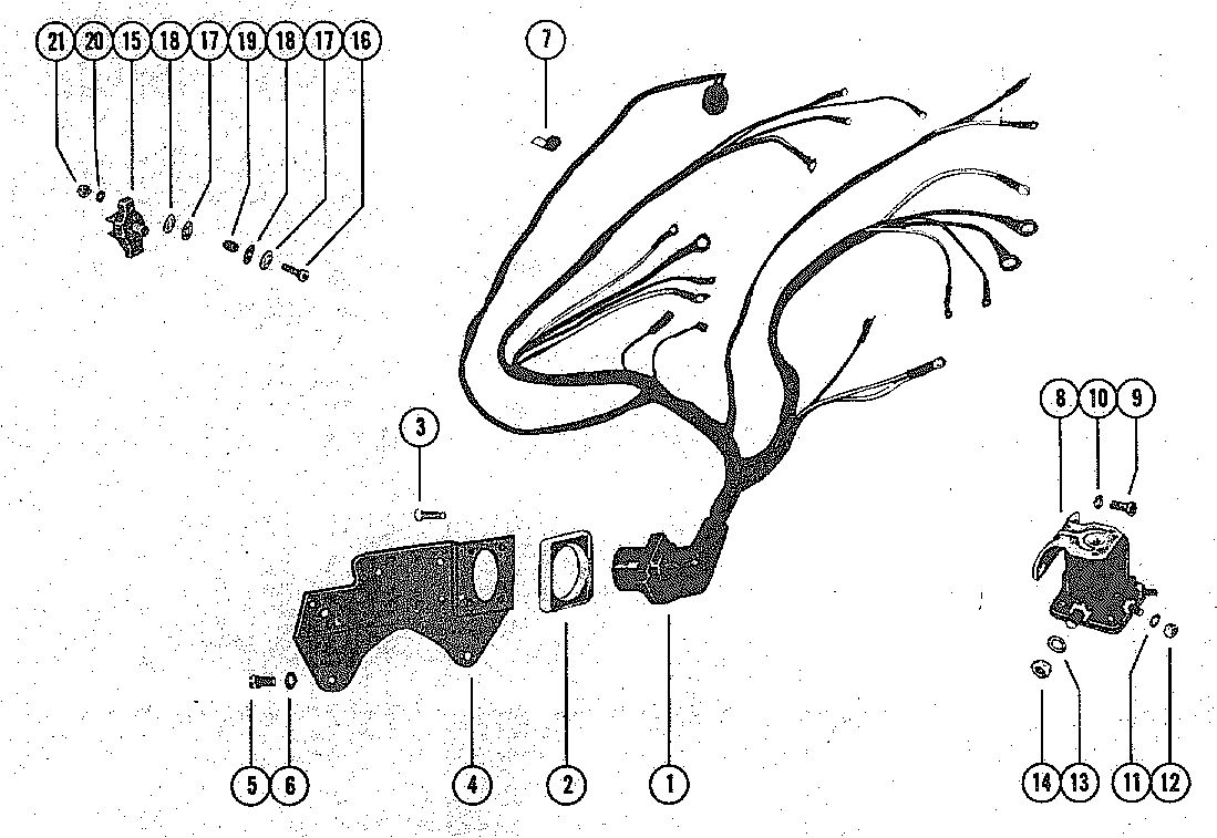 MERCRUISER 280 ENGINE WIRING HARNESS, CIRCUIT BREAKER AND STARTER SOLENOID