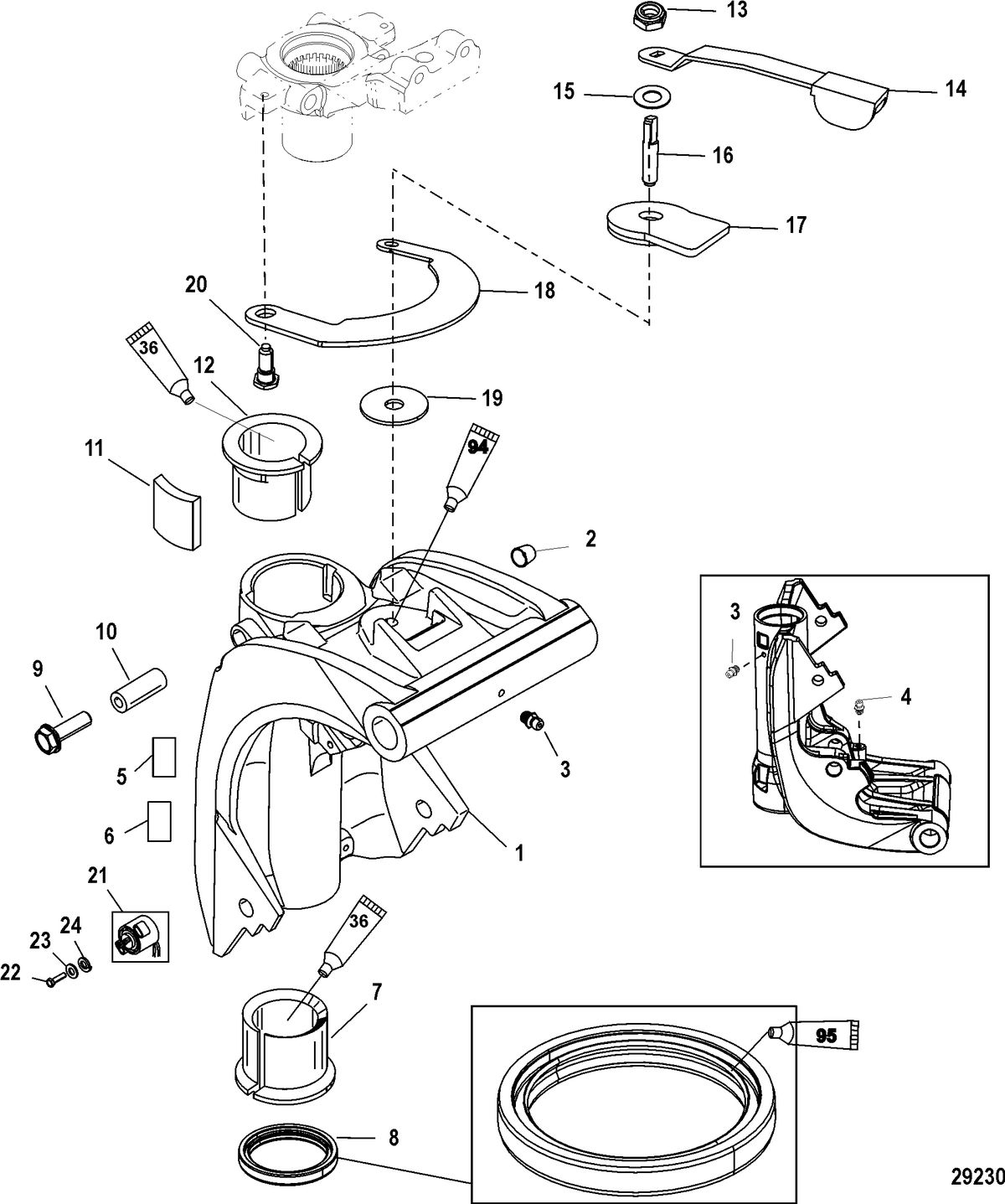 MERCURY/MARINER 40/50/60/JET 40 EFI - 4 CYLINDER 4-STROKE Swivel Bracket