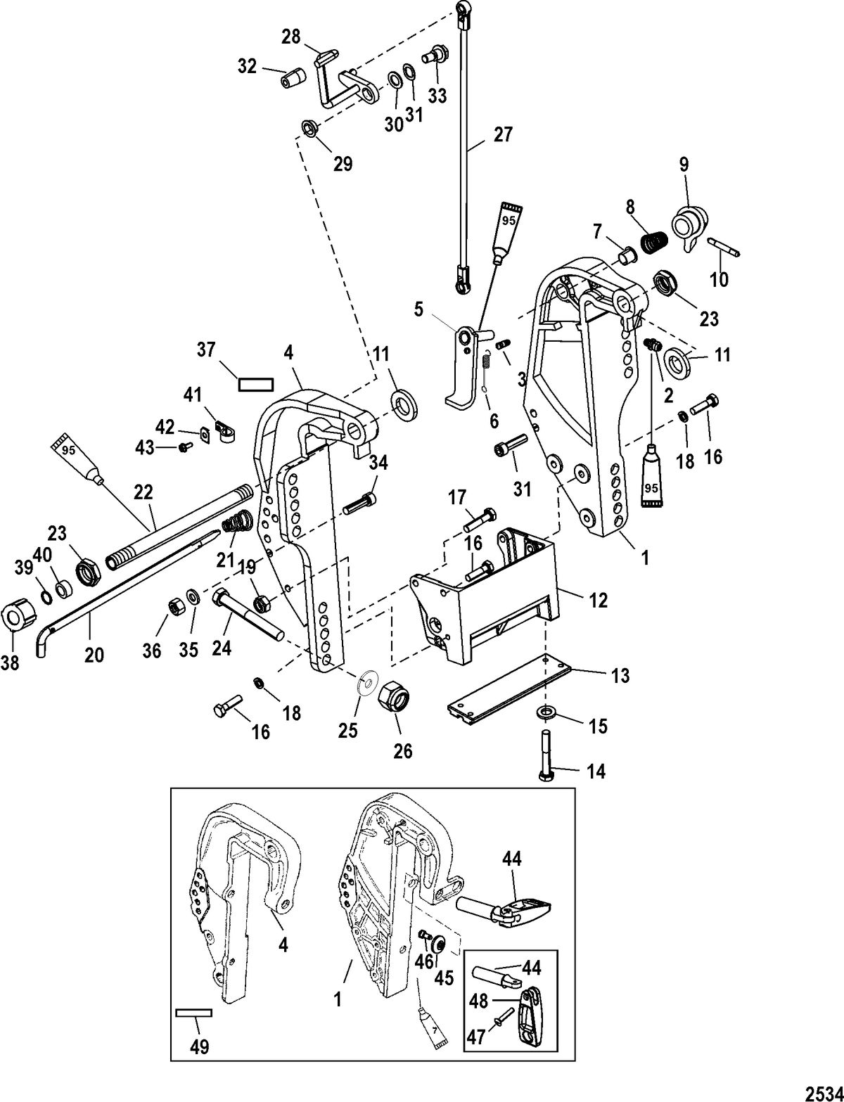 MERCURY/MARINER 30/40 CARB 4-STROKE (3 CYLINDER) Transom Bracket