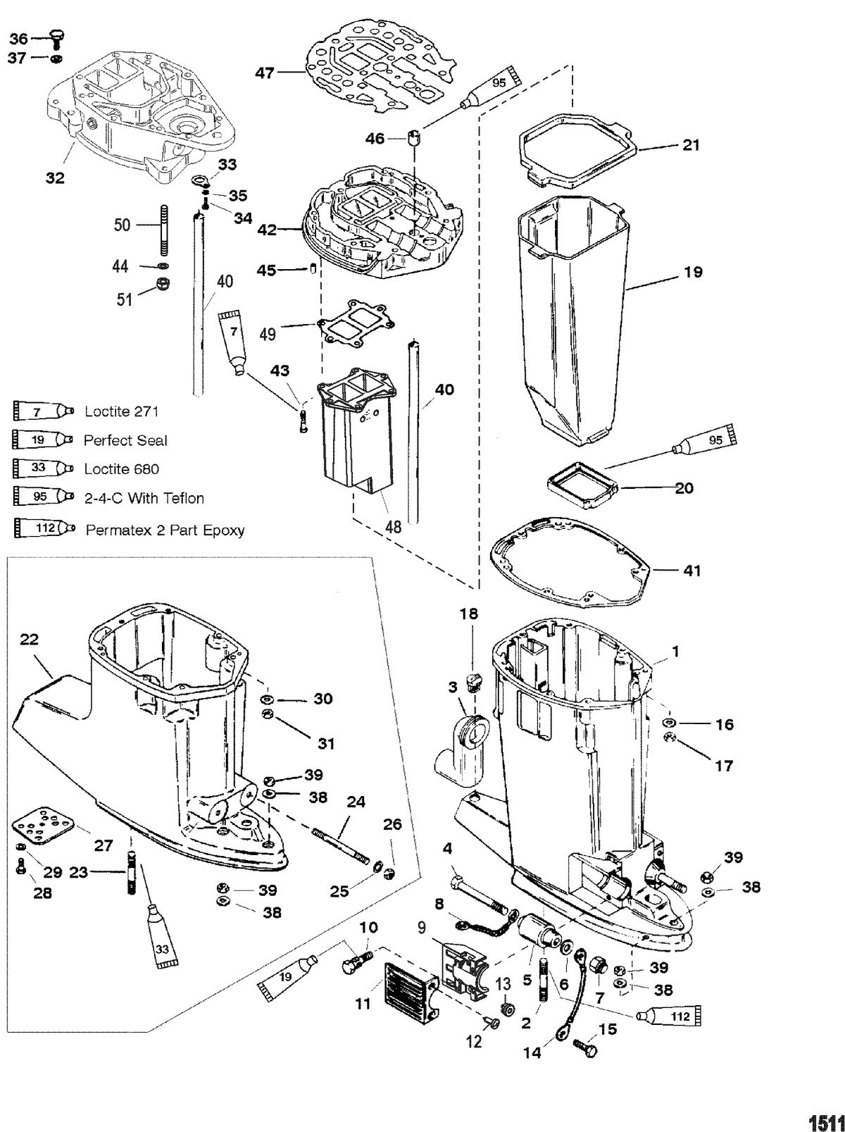 RACE OUTBOARD 225X EFI PROMAX Drive Shaft Housing And Exhaust Tube