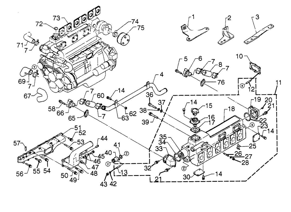 MERCRUISER HINO DIESEL 310 H.P. W06DTA-EAEB AIR INTAKE AND EXHAUST SYSTEM
