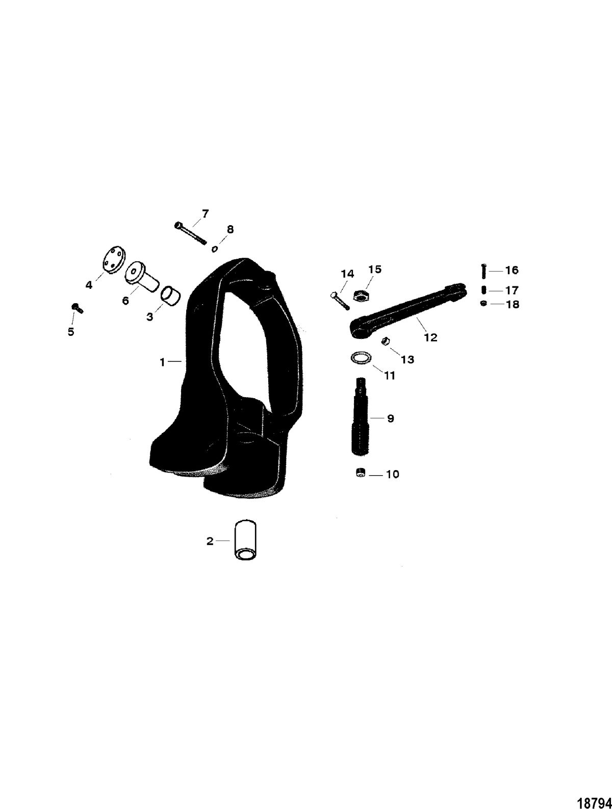 MERCRUISER ALPHA-ONE SS, II SSM, III, III SSM, IIIA SSM, IV SSM, V SSM GIMBAL RING AND STEERING LEVER(IIIA-V) (2ND DESIGN)