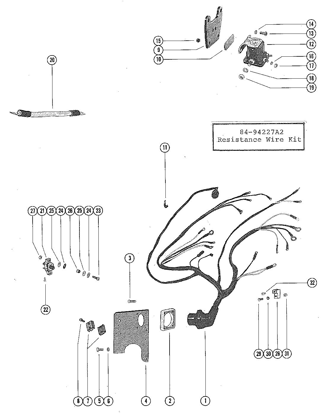 MERCRUISER 255 ENGINE WIRING HARNESS, CIRCUIT BREAKER AND STARTER SOLENOID (STERN