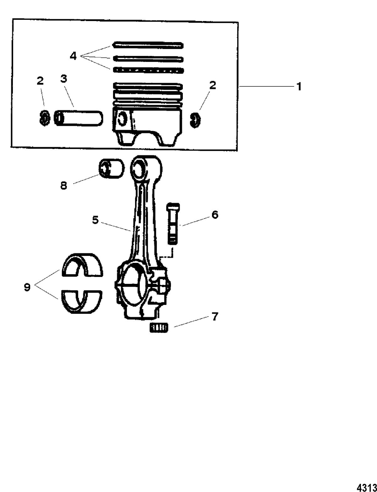 MERCRUISER CUMMINS/MERCRUISER DIESEL 7.3L D-TRONIC BRAVO Connecting Rod, Piston, and Related Parts