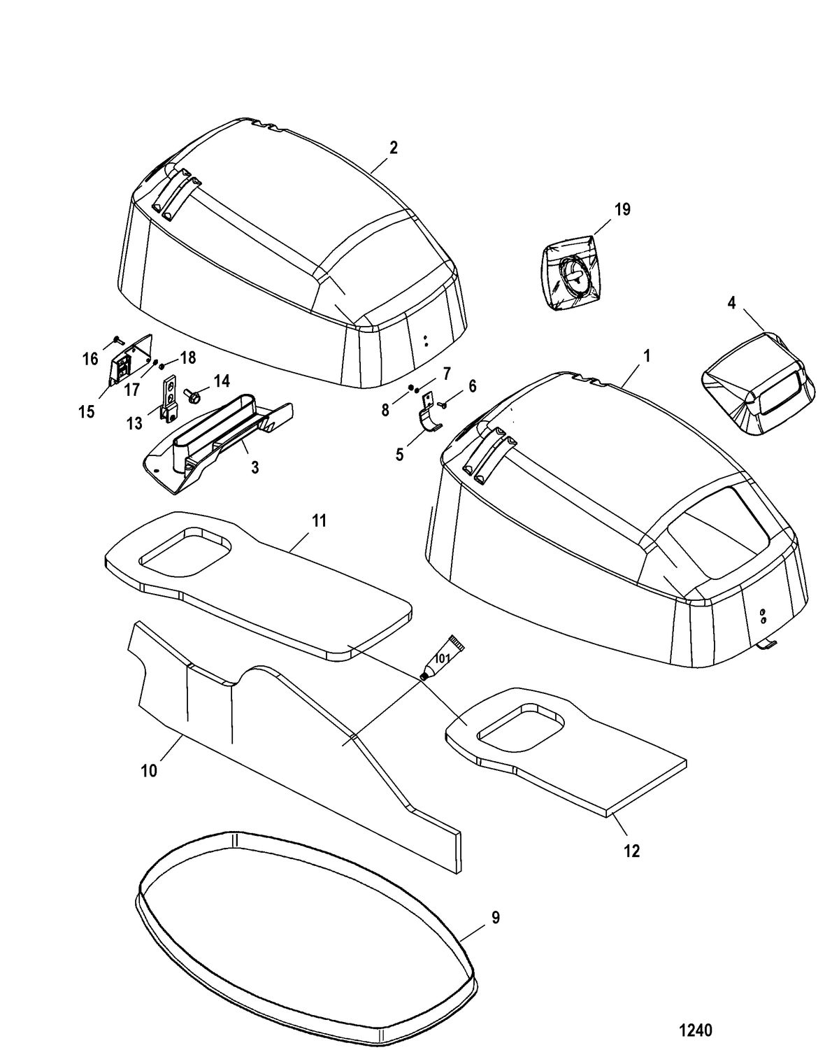 MERCURY/MARINER 25 (4-STROKE) Top Cowl