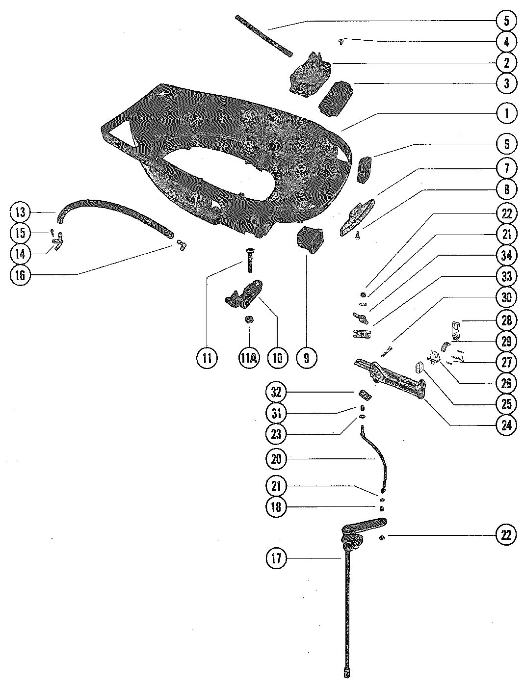 MARINER 140 HORSEPOWER BOTTOM COWL AND SHIFT LINKAGE