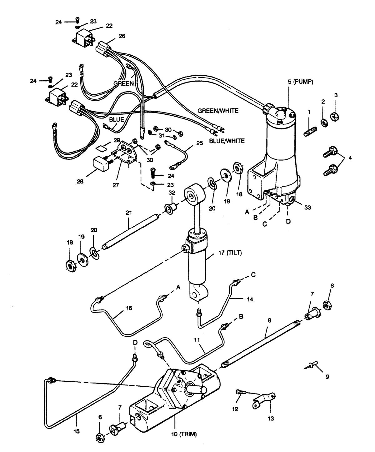 FORCE FORCE 1989 125 HP "C" MODELS POWER TRIM UNIT