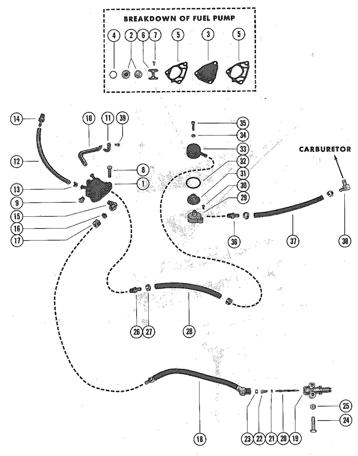 MERCURY MERC 402 FUEL PUMP ASSEMBLY AND FUEL LINES