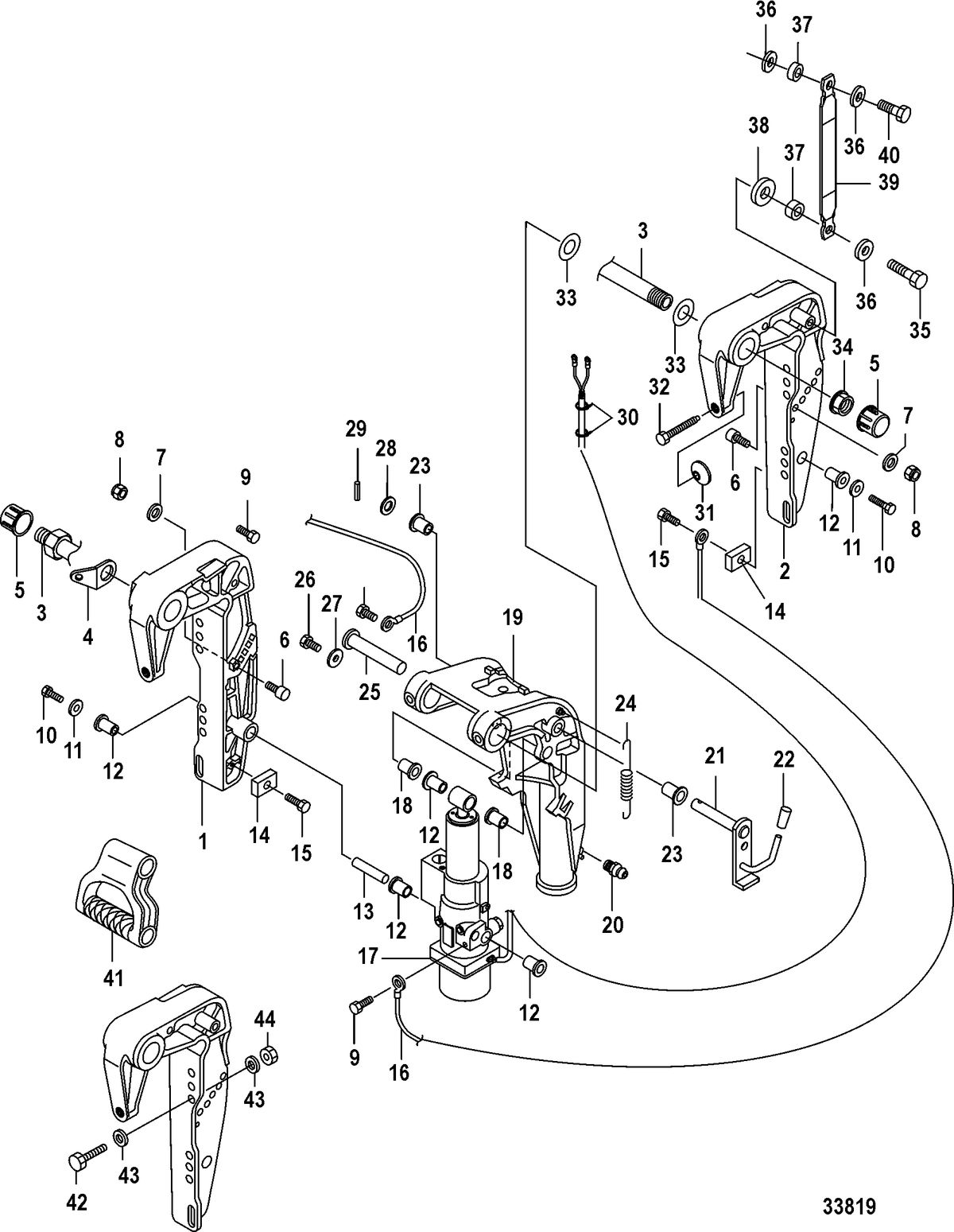 MERCURY/MARINER 15/20 CARBURETOR/2 CYLINDER/4-STROKE Clamp Brackets, Power Tilt