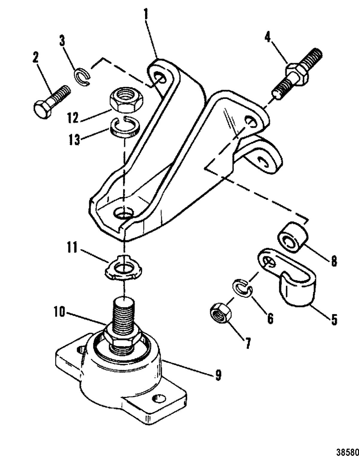 MERCRUISER 200/5.0L/LX 260/5.7L 350 MAG ALPHA/BRAVO ENGINE MOUNTING(STAMPED BRACKET)